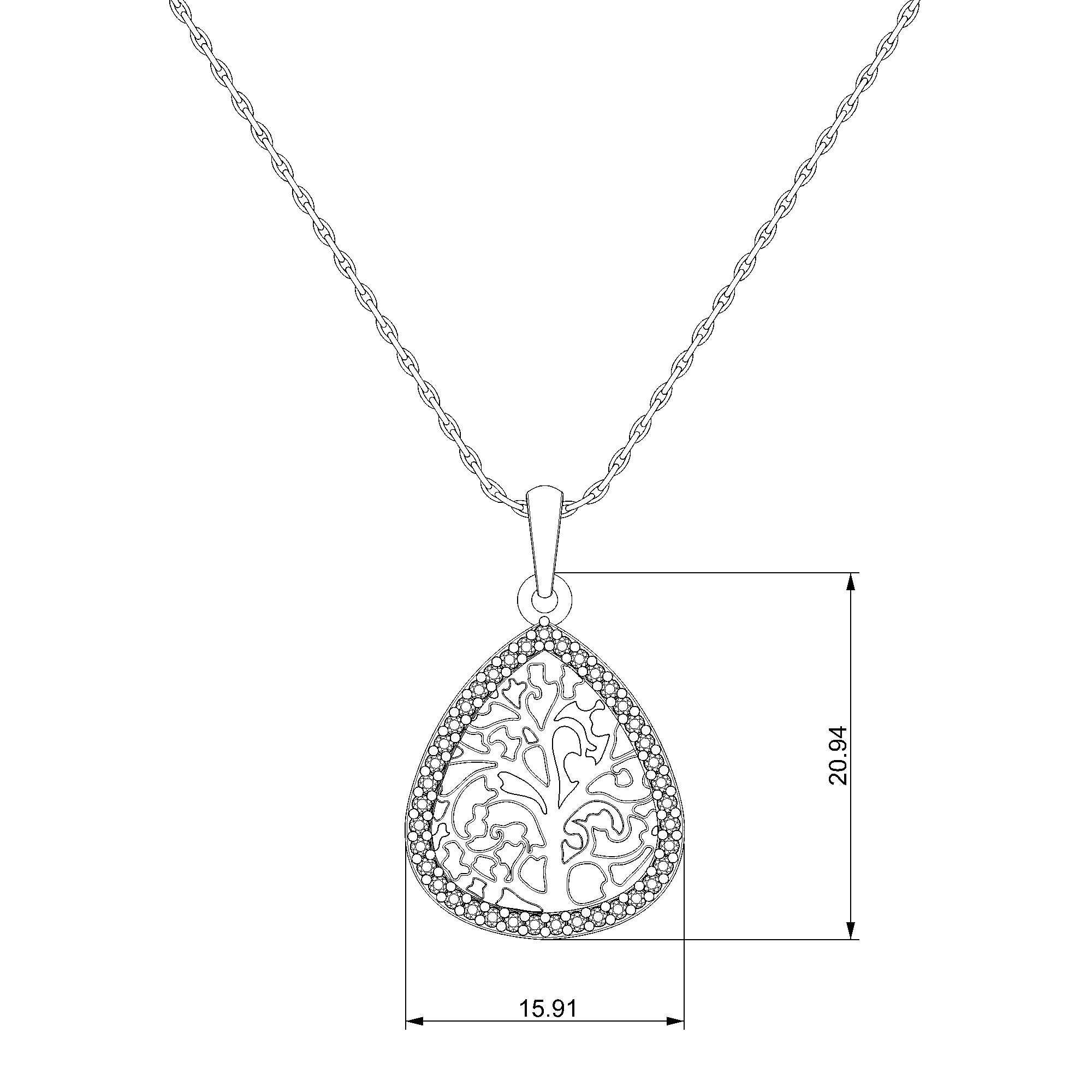 Pargold Solid Gold Tree of Life Filigree Pendant Necklace-Static