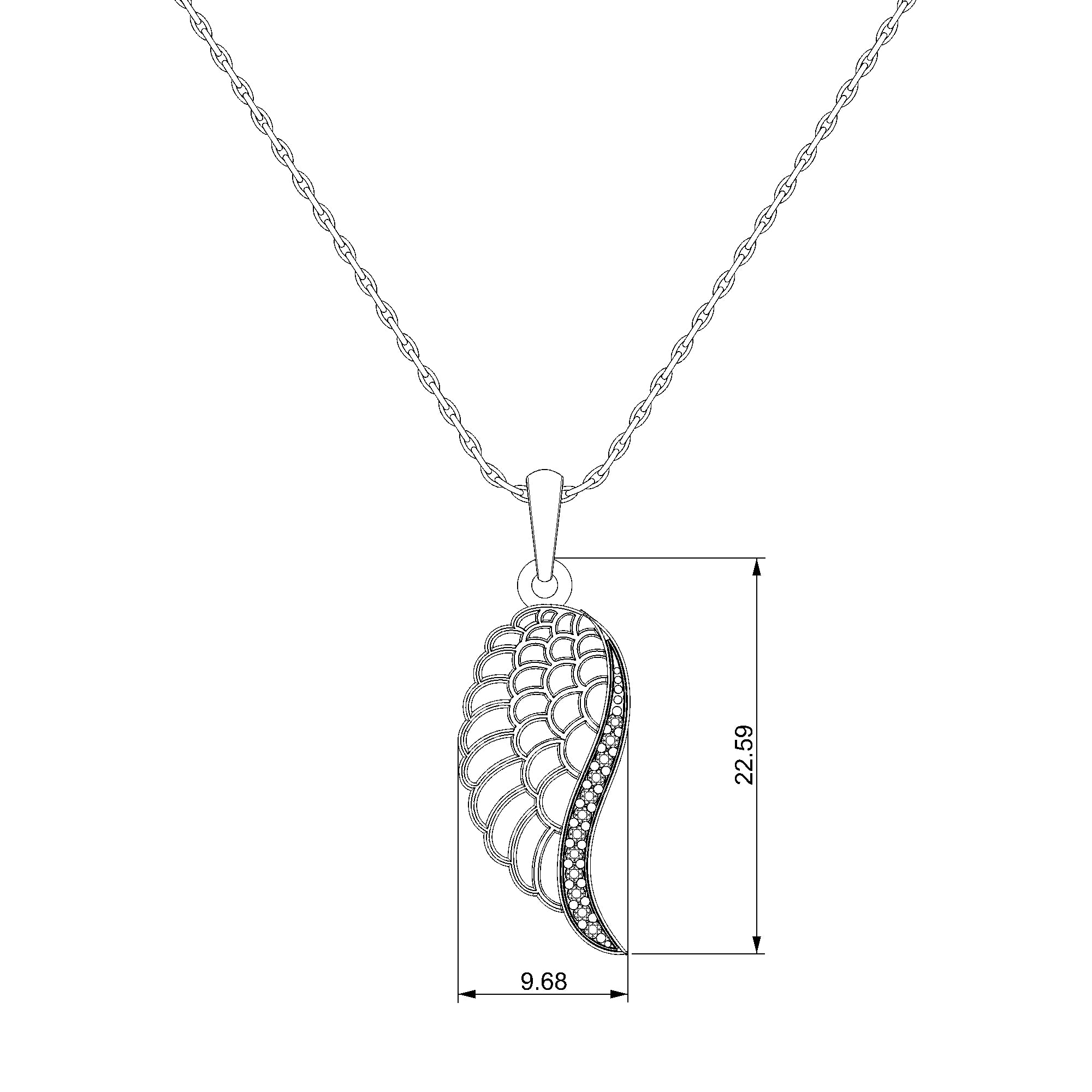 Pargold Solid Gold Seraphic Glimmer Feather Pendant Necklace-Static