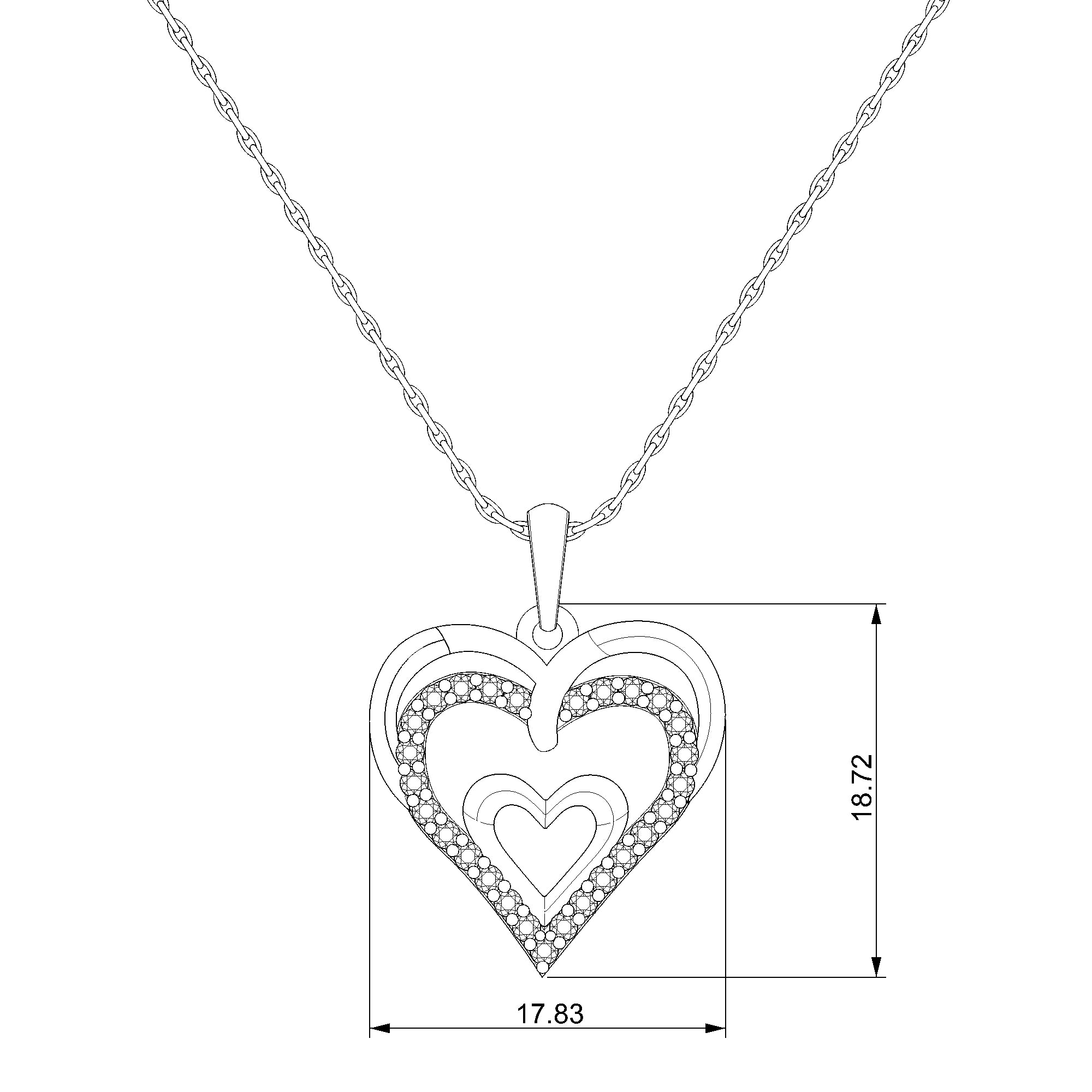 Pargold Solid Gold Nested Hearts Gleam Pendant-Static