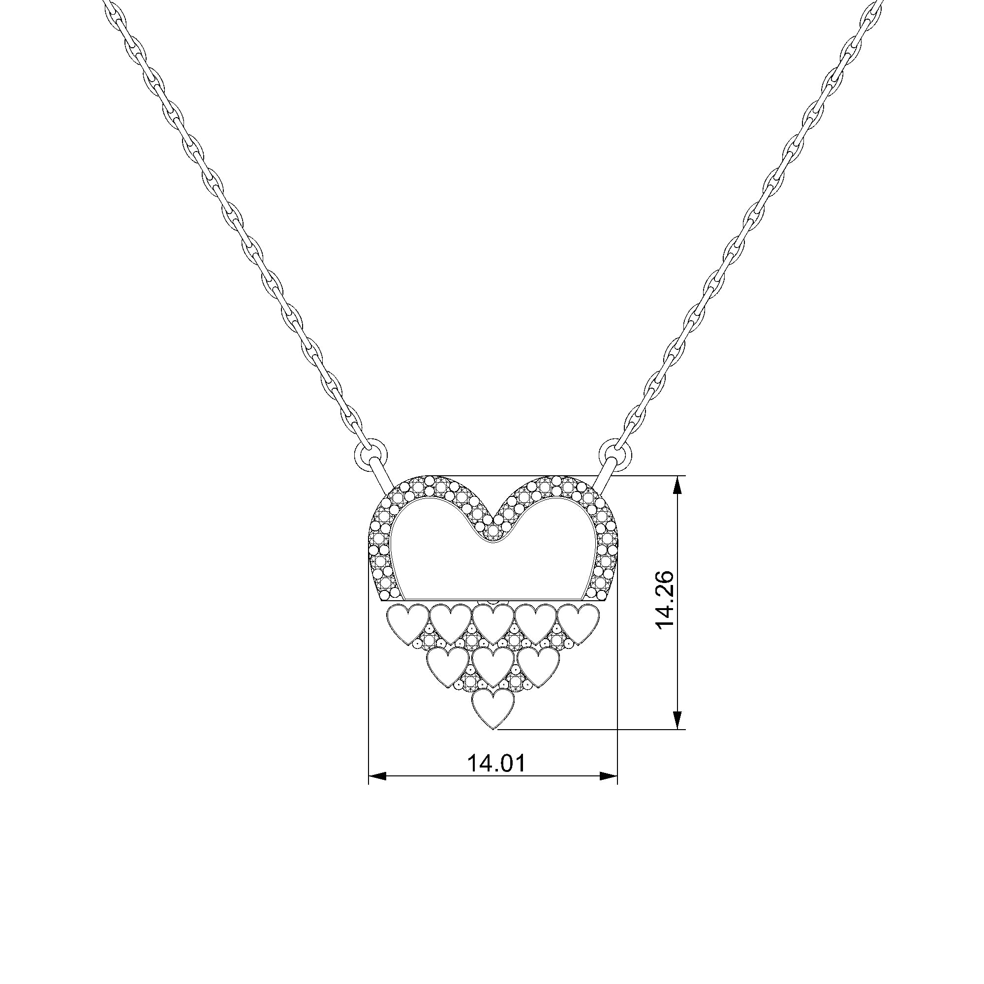 Pargold Solid Gold Exquisite Heart-Shaped Radiant Gemstone Necklace-Static