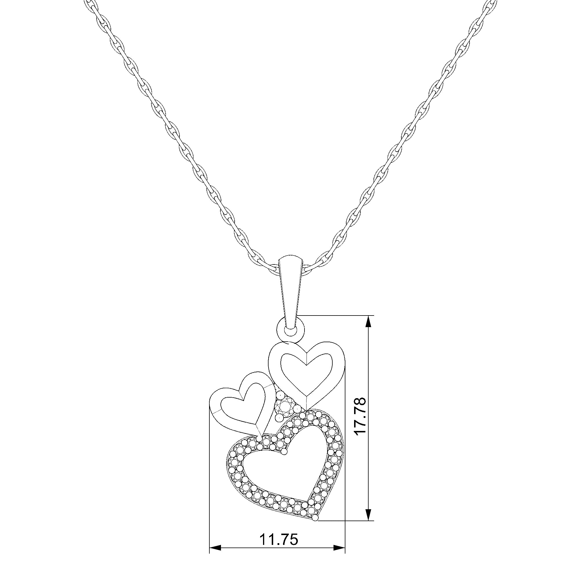 Pargold Solid Gold Elegance in Motion: Heartfelt Radiant Gemstone Pendant-Static