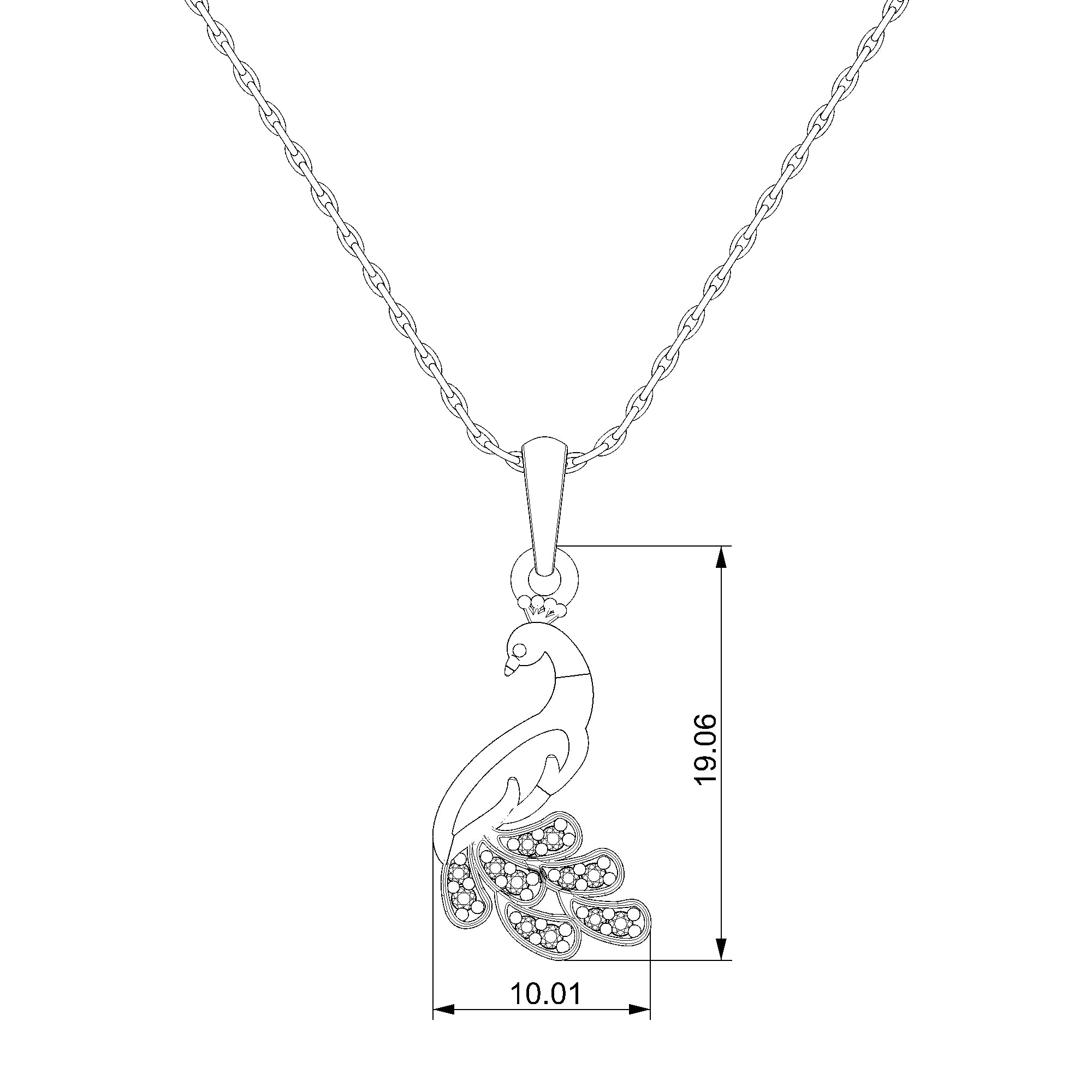 Pargold Solid Gold Elegant Peacock Radiant Gemstone Pendant-Static