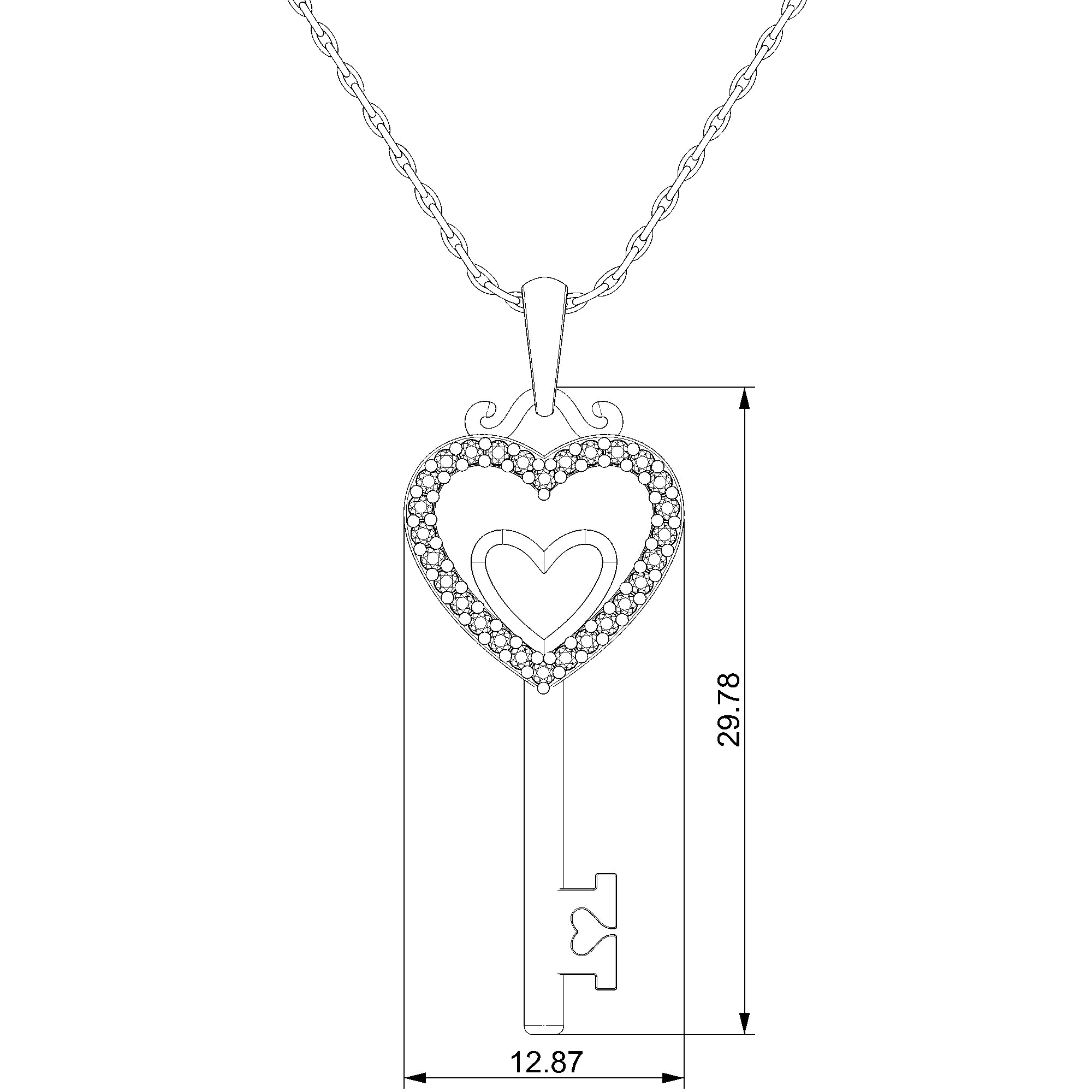 Pargold Solid Gold Heart Key Pendant: Unlock the Elegance of Your Style-Static