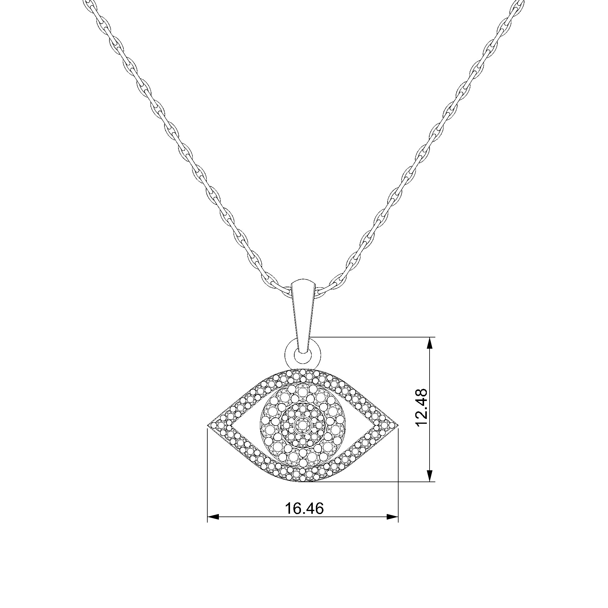 Pargold Solid Gold Timeless Elegance Radiant Eye Gemstone Pendant-Static