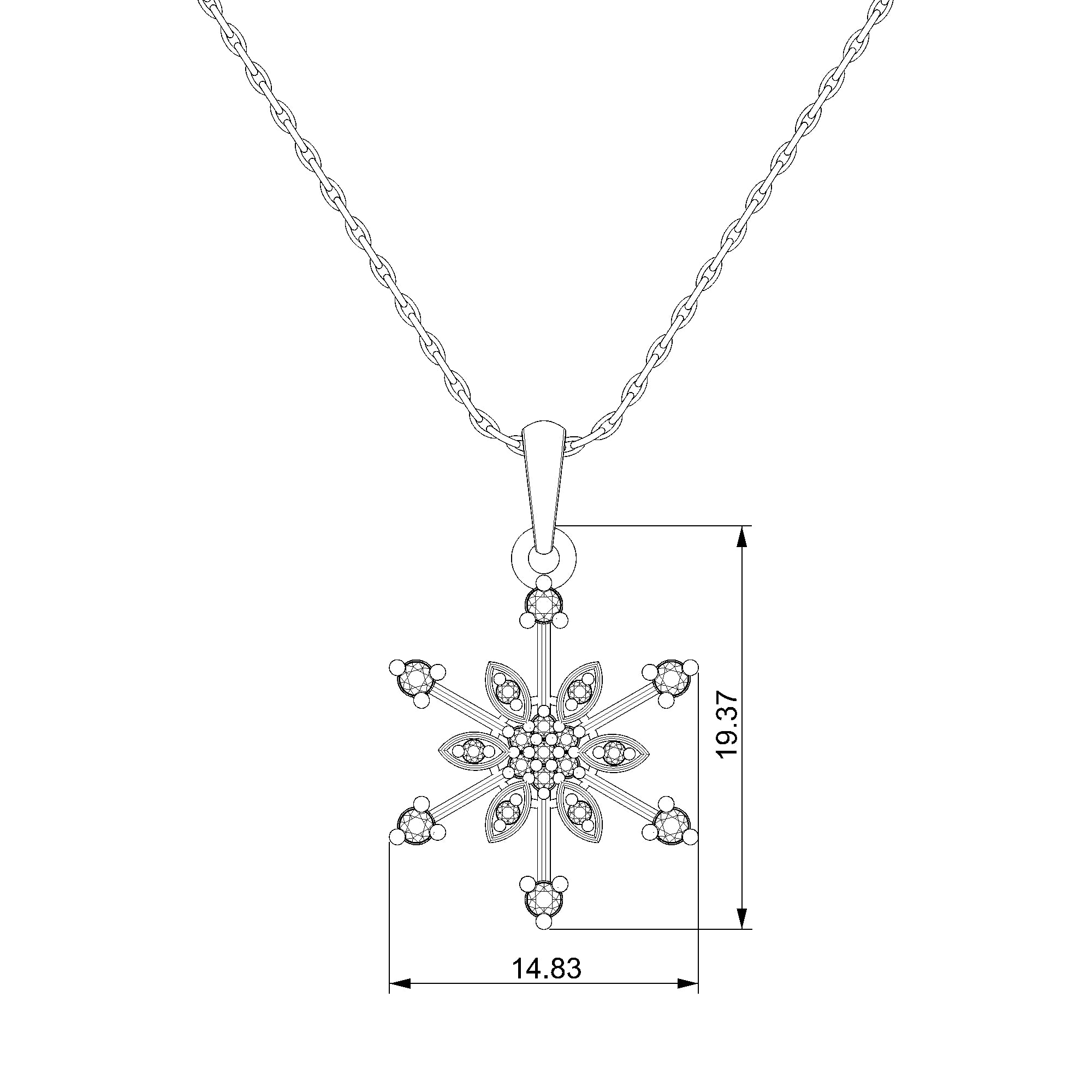 Pargold Solid Gold Celestial Snowflake Radiant Pendant-Static