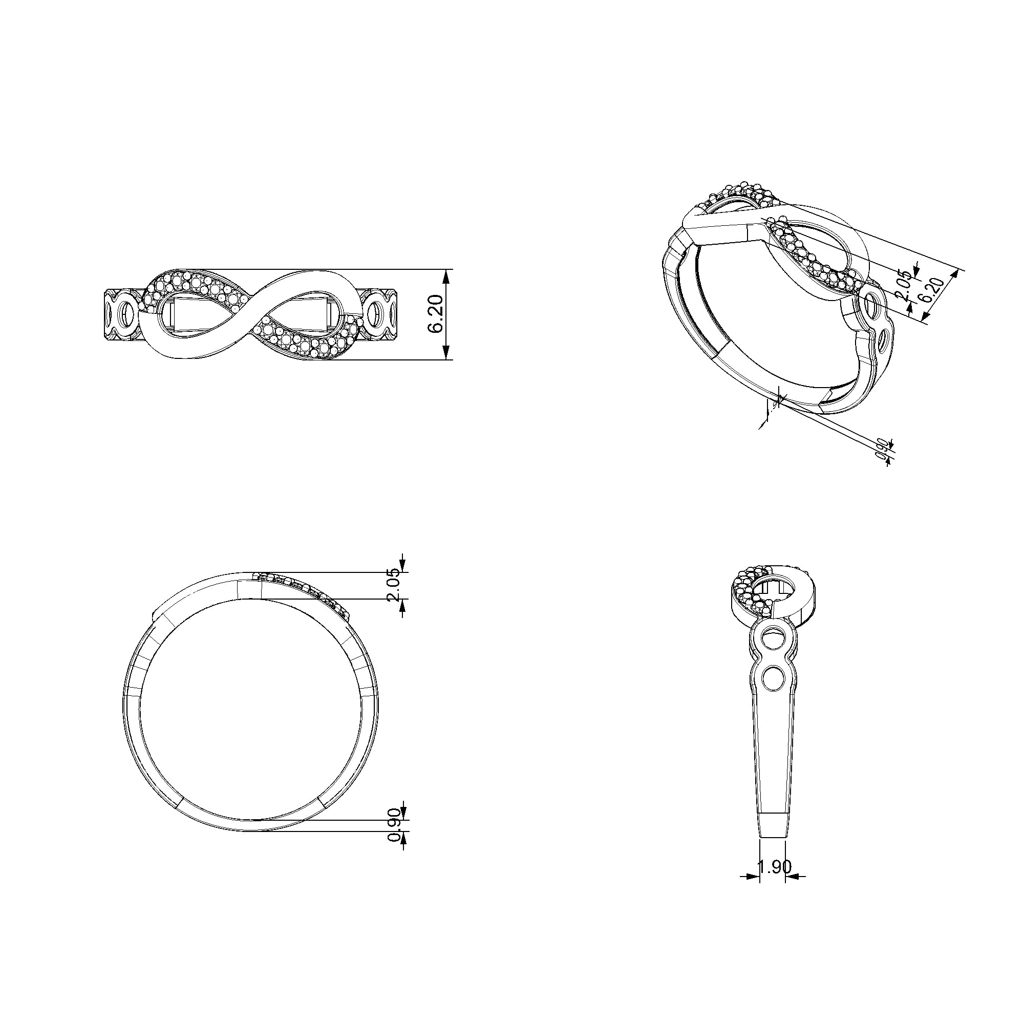 Pargold Solid Gold Infinity Loop Ring-Static