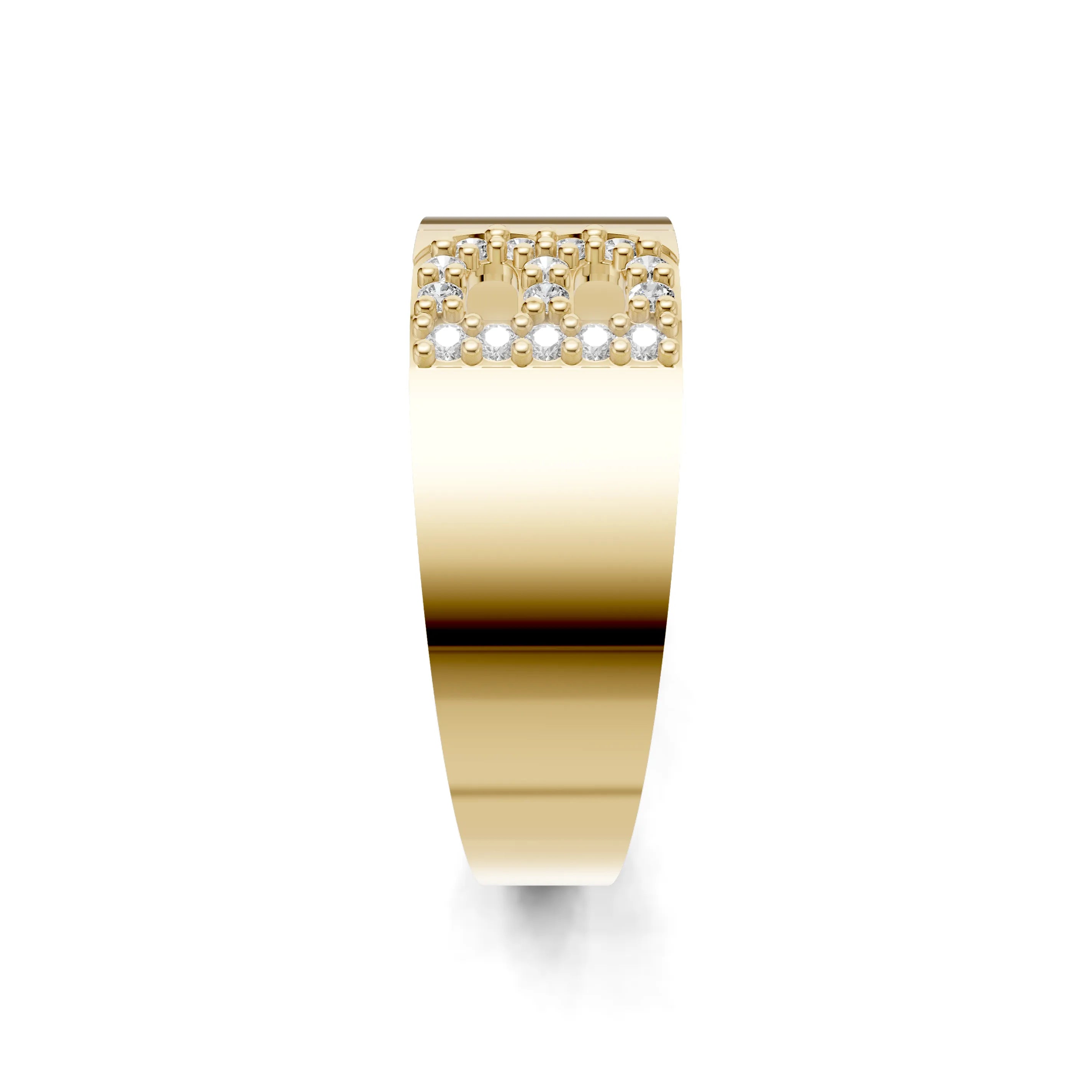 Pargold Solid Gold Bedazzled Initial "B" Gold Signet Ring -Gold_Diamond_Static_Gold