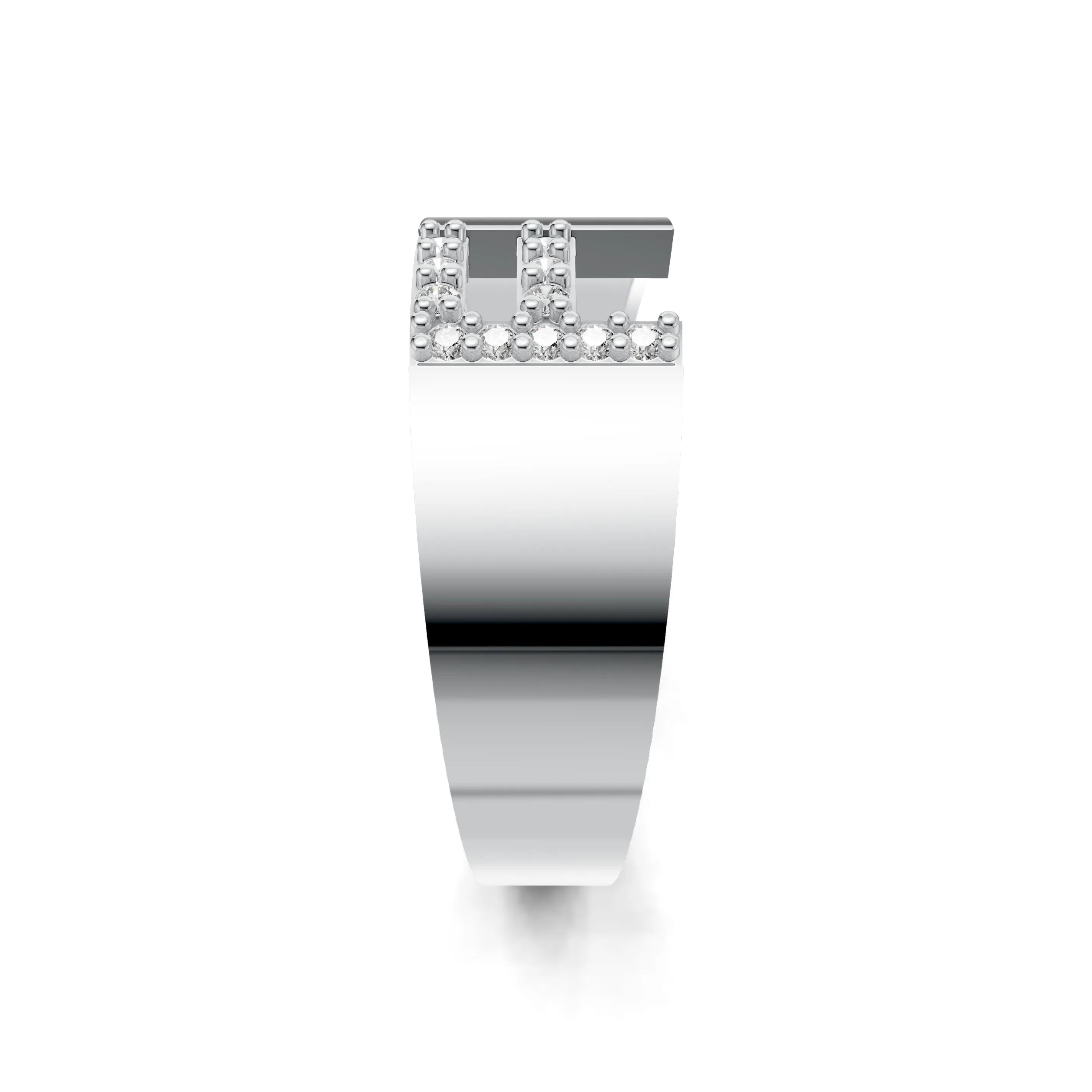 Pargold Solid Gold Fabulous Initial "F" Gold Signet Ring -Silver_Diamond_Static_Silver