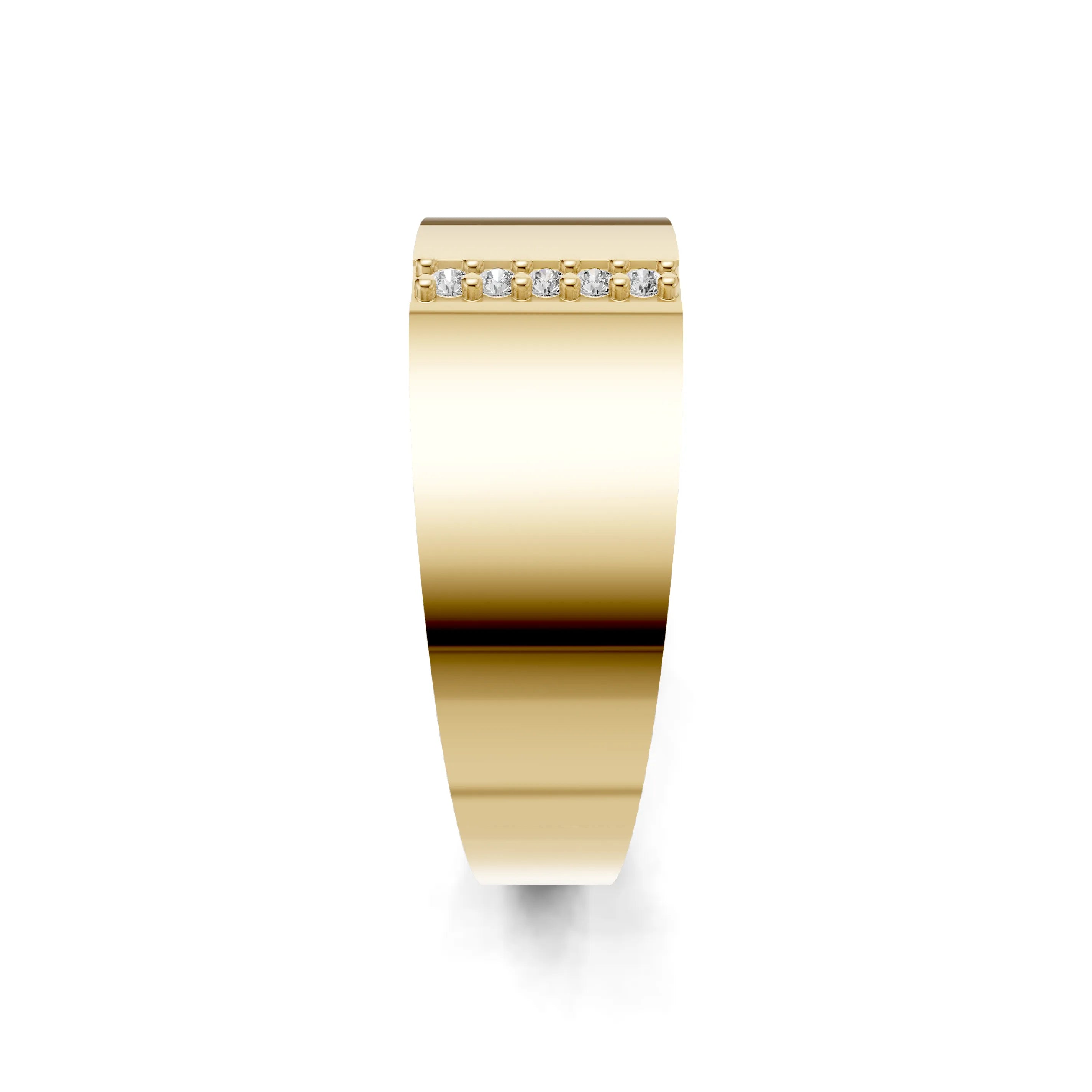 Pargold Solid Gold Impressive Initial "I" Gold Signet Ring -Gold_Diamond_Static_Gold