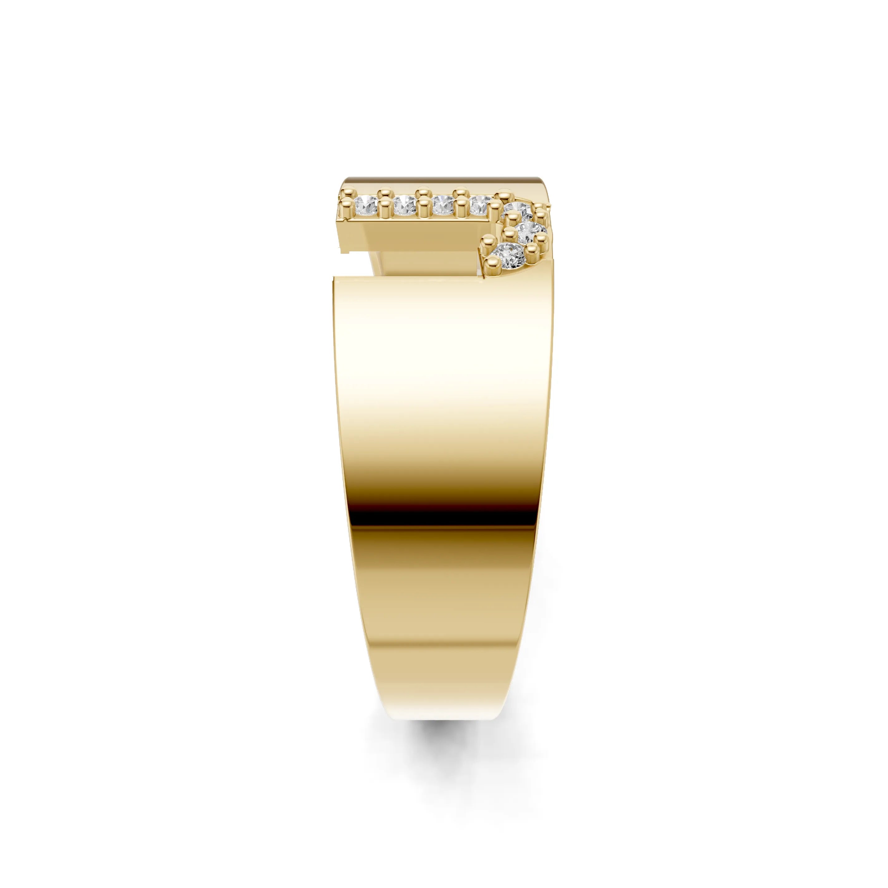 Pargold Solid Gold Distinguished Initial "J" Gold Signet Ring -Gold_Diamond_Static_Gold