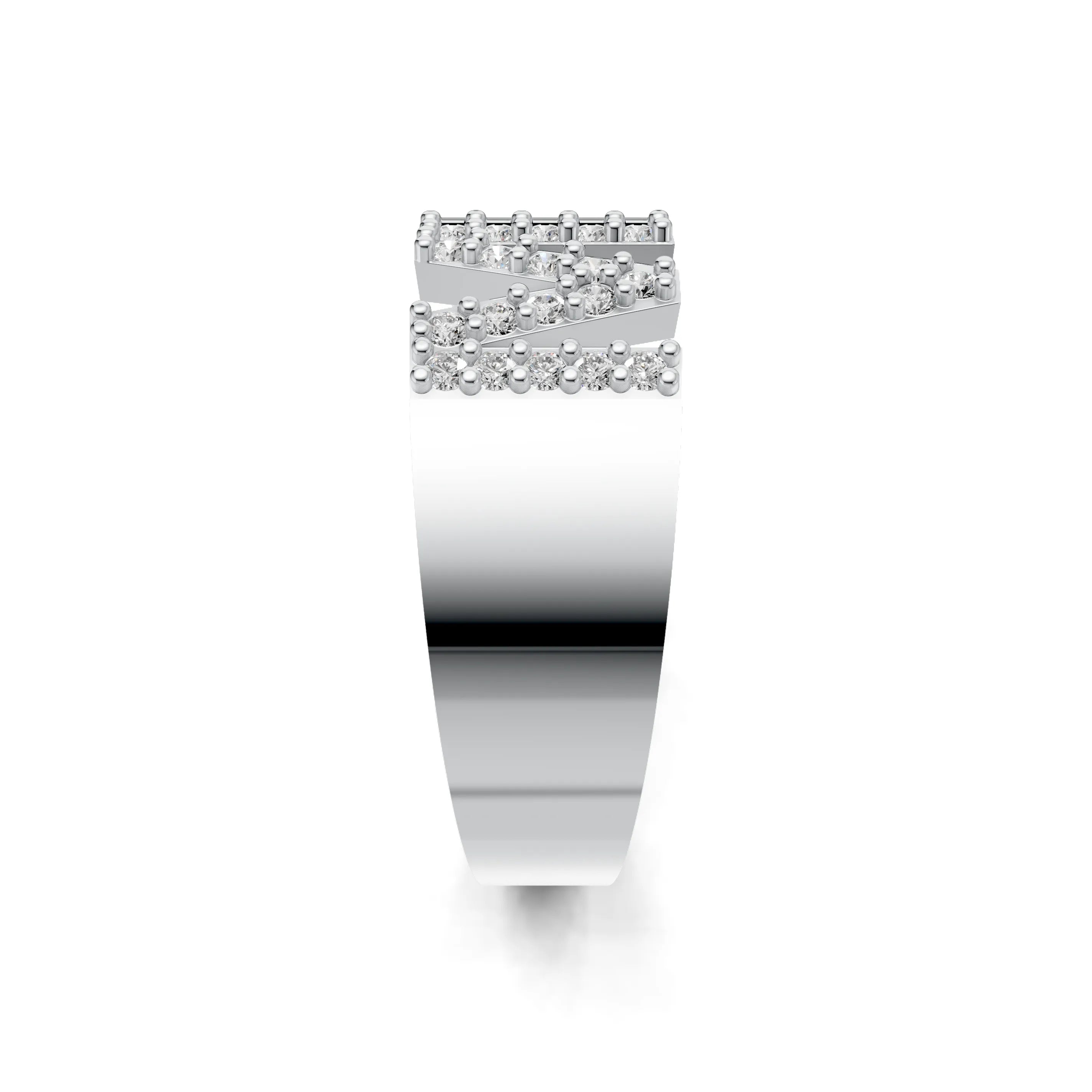 Pargold Solid Gold Magnificent Initial "M" Gold Signet Ring -Silver_Diamond_Static_Silver