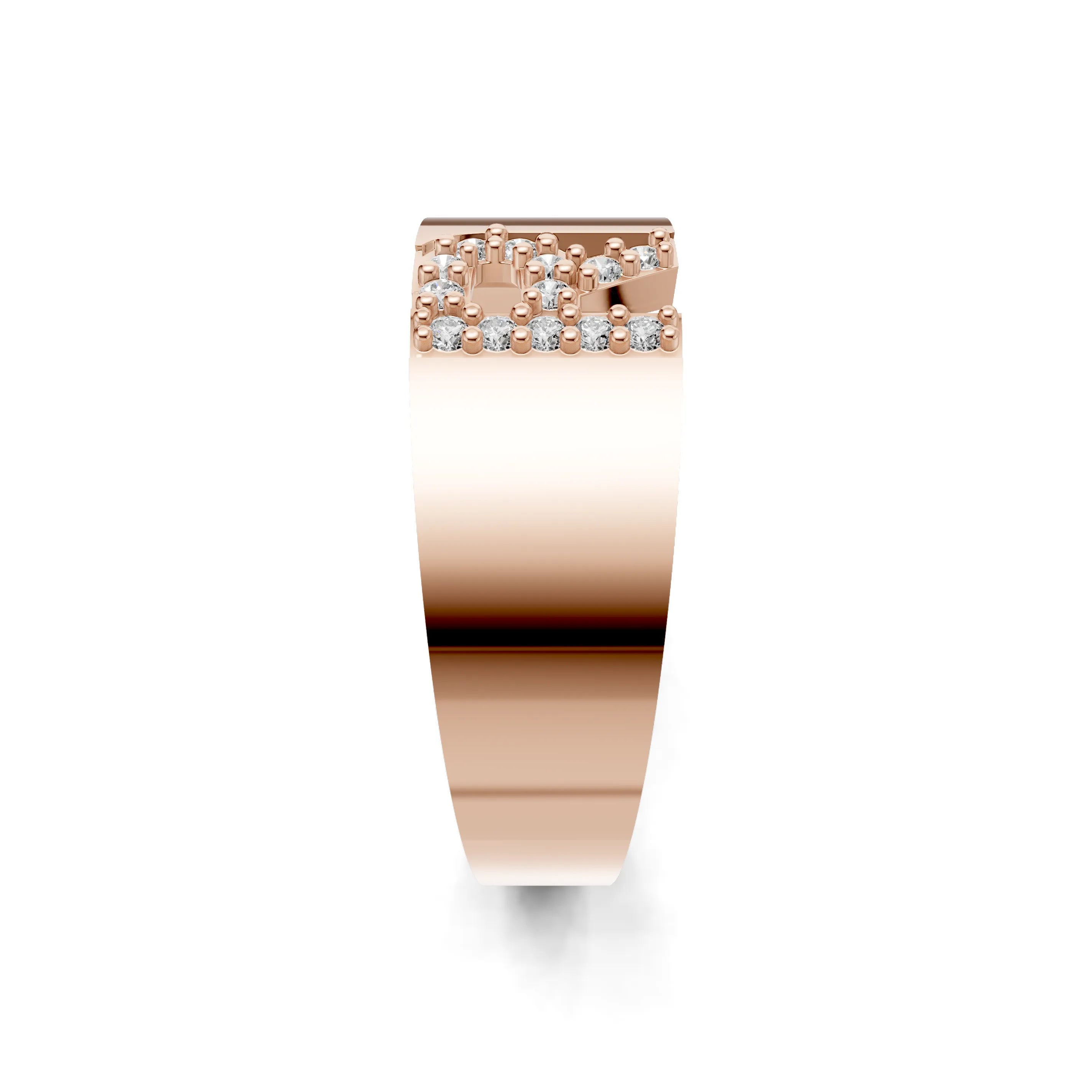 Pargold Solid Gold Refined Initial "R" Gold Signet Ring -Rose_Diamond_Static_Rose