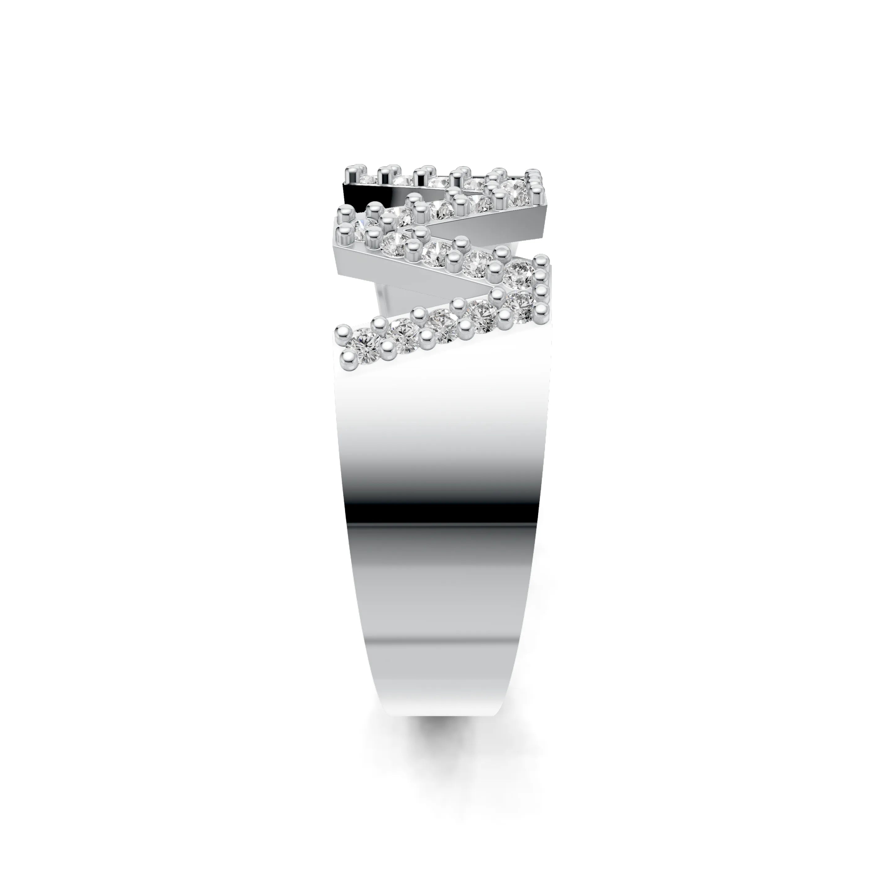 Pargold Solid Gold Wonderful Initial "W" Gold Signet Ring -Silver_Diamond_Static_Silver