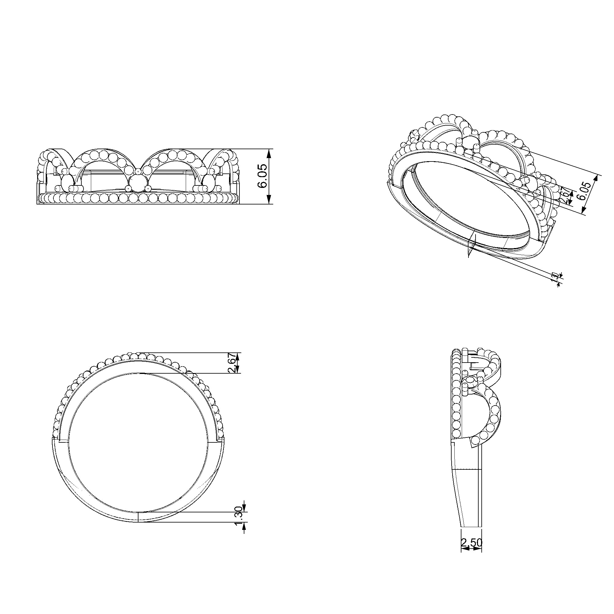 Pargold Solid Gold Regal Coronet Spark Ring-Static