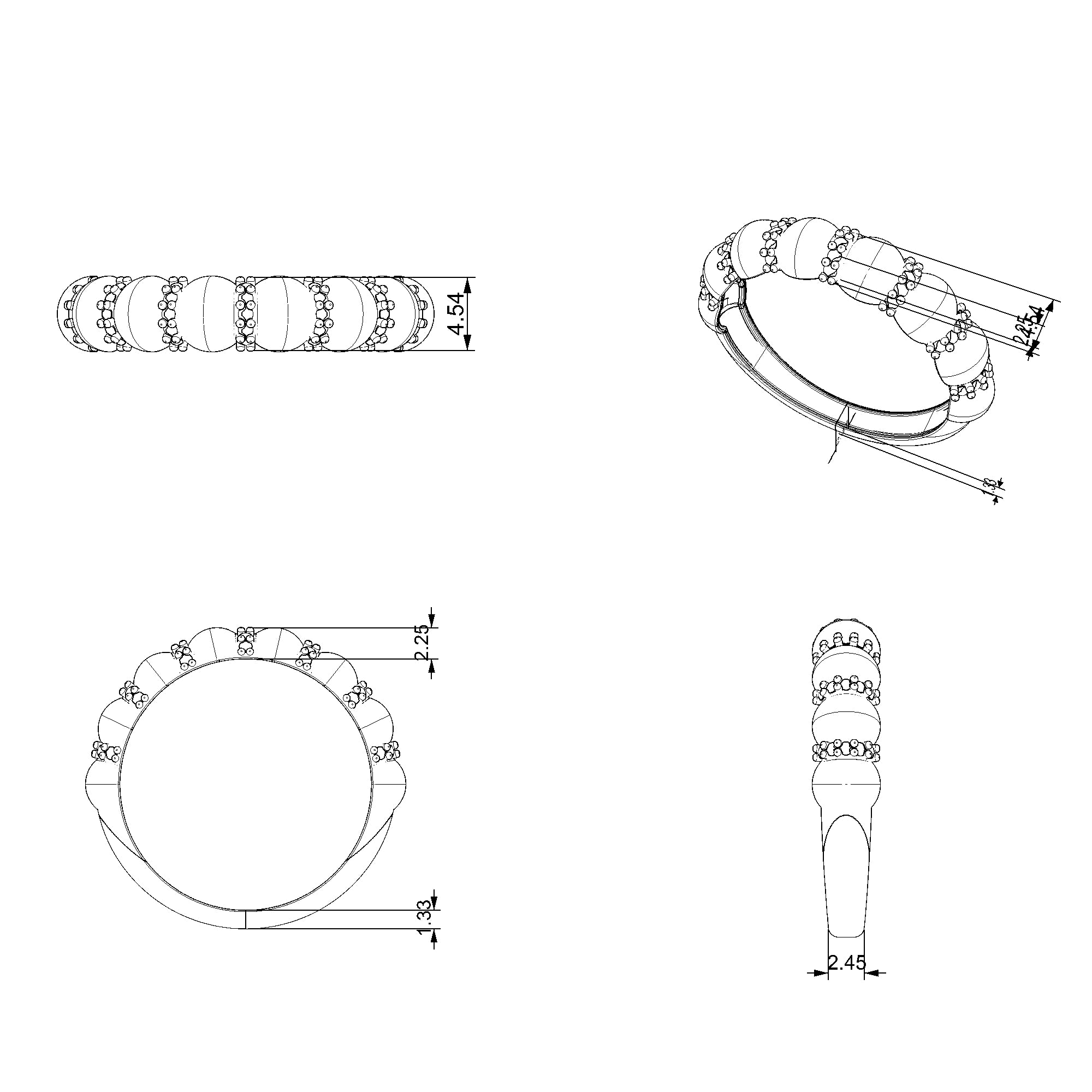 Pargold Solid Gold Gleaming Beadwork Ellipse Ring-Static