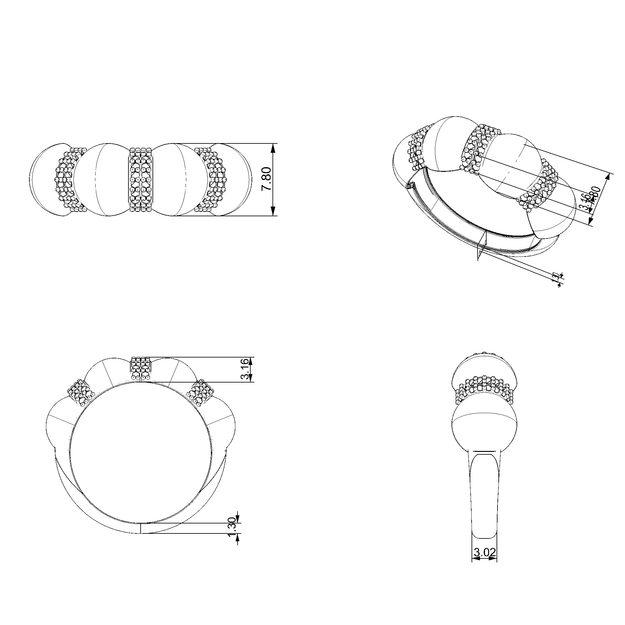 Pargold Solid Gold Golden Orbit Gala Ring-Static