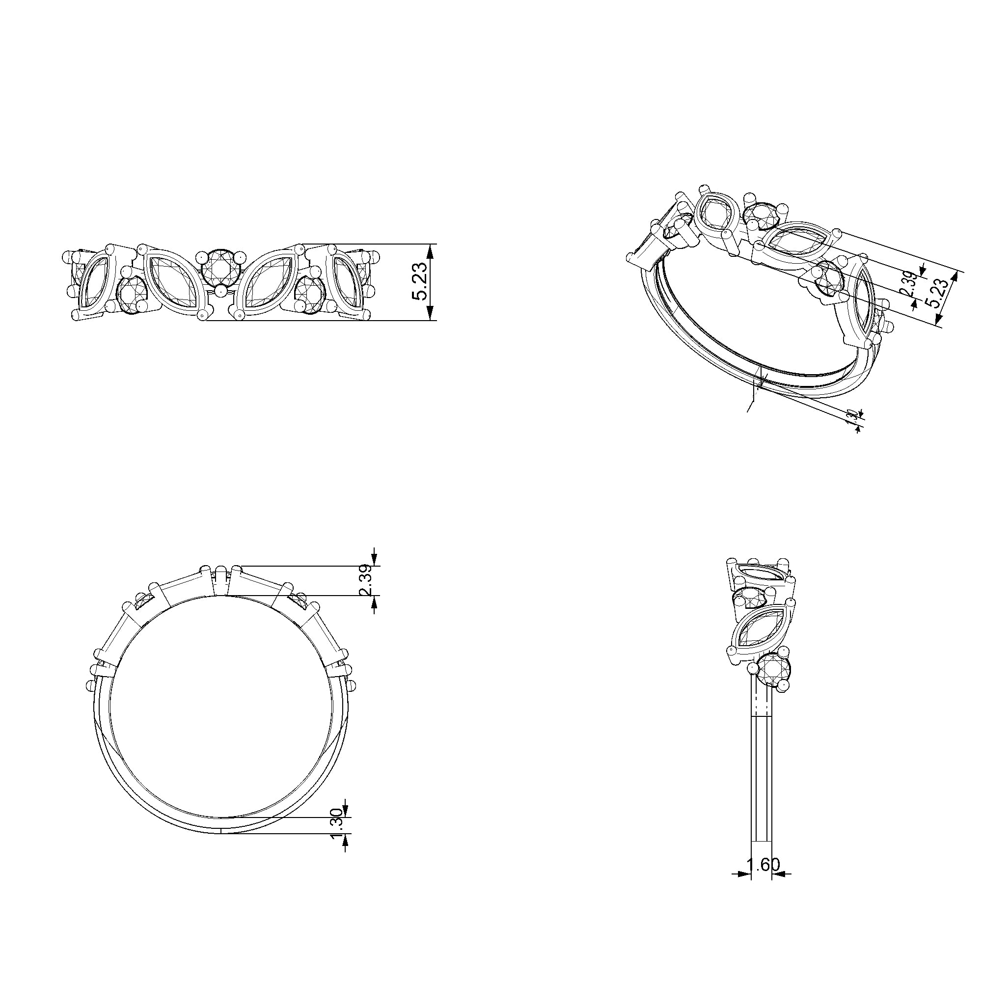 Pargold Solid Gold Marquise Mosaic Spark Ring-Static