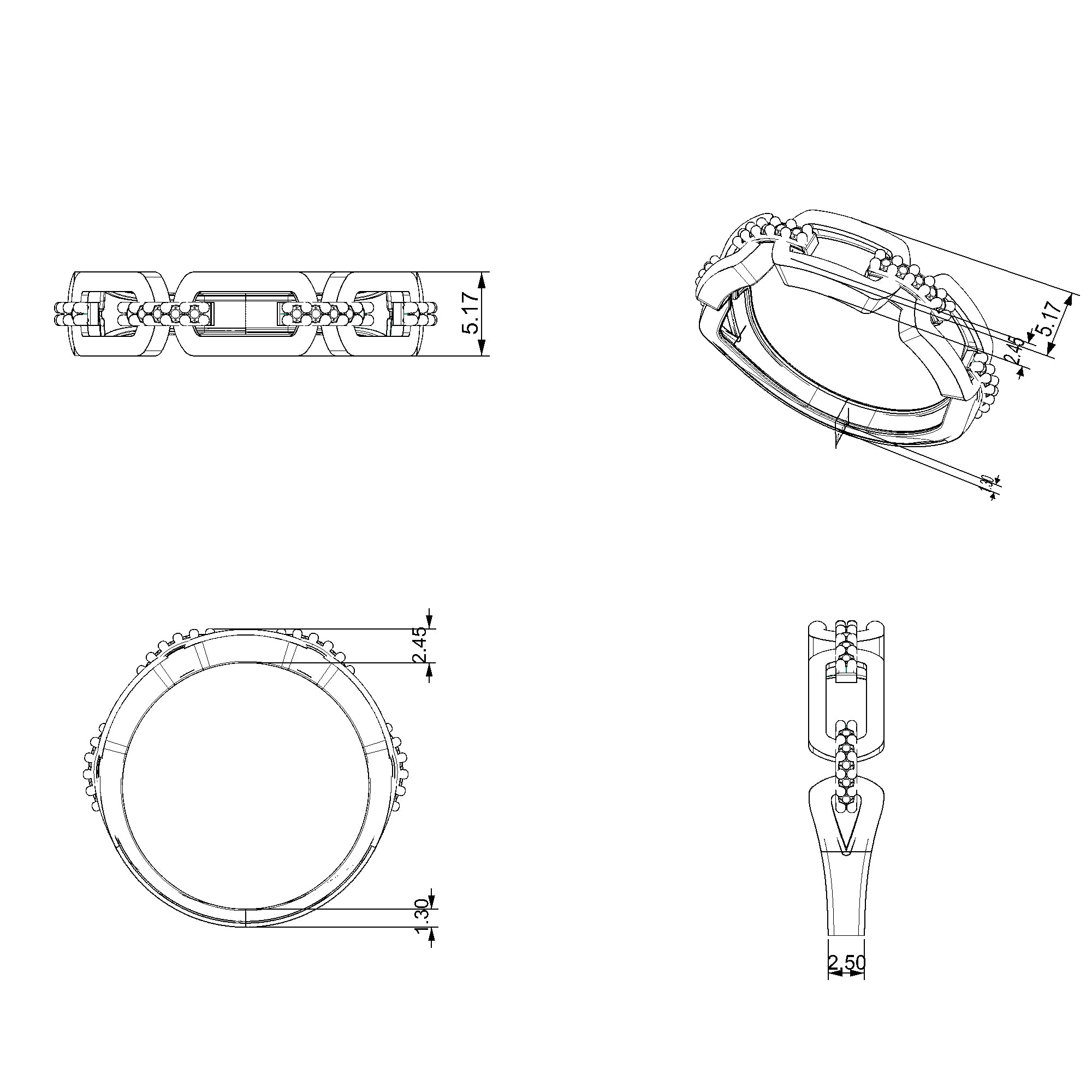 Pargold Solid Gold Modernist Spark Link Ring-Static