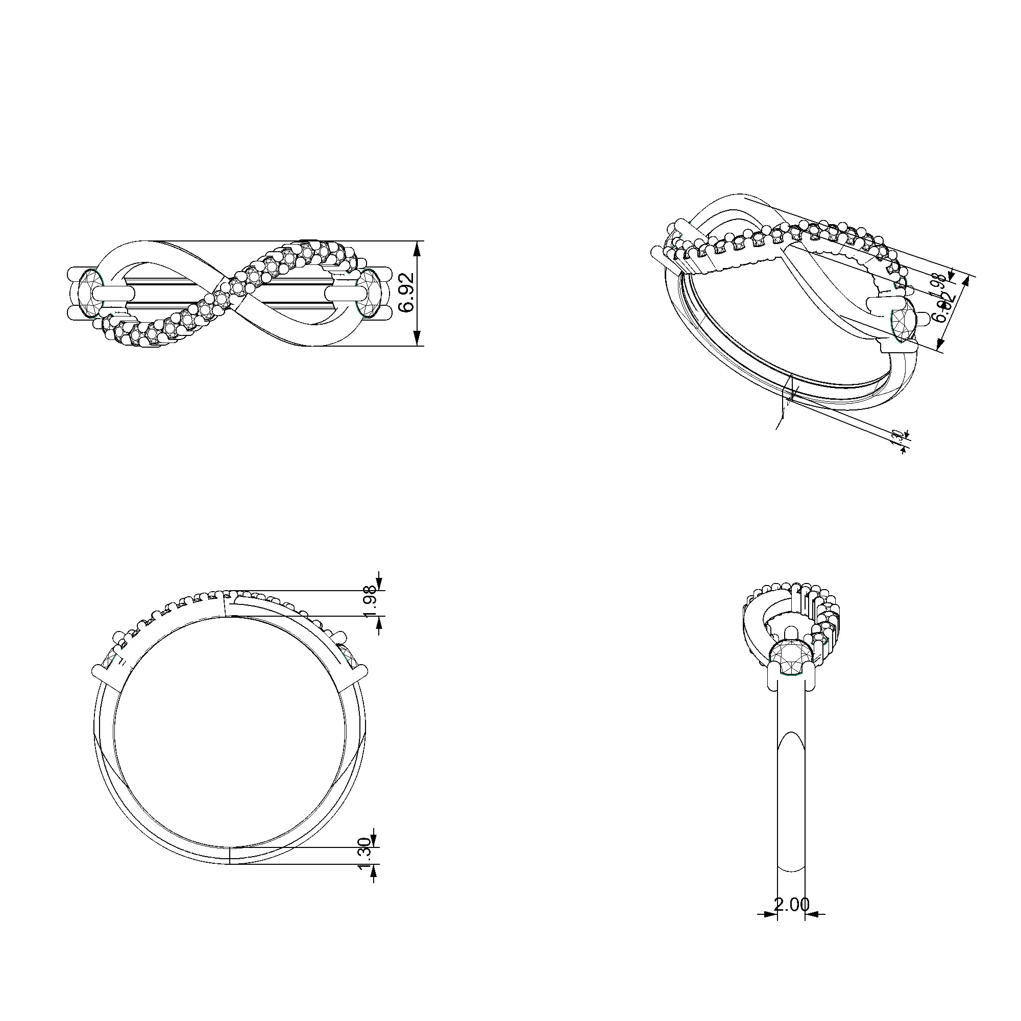 Pargold Solid Gold Infinity Pave Stackable Ring-Static