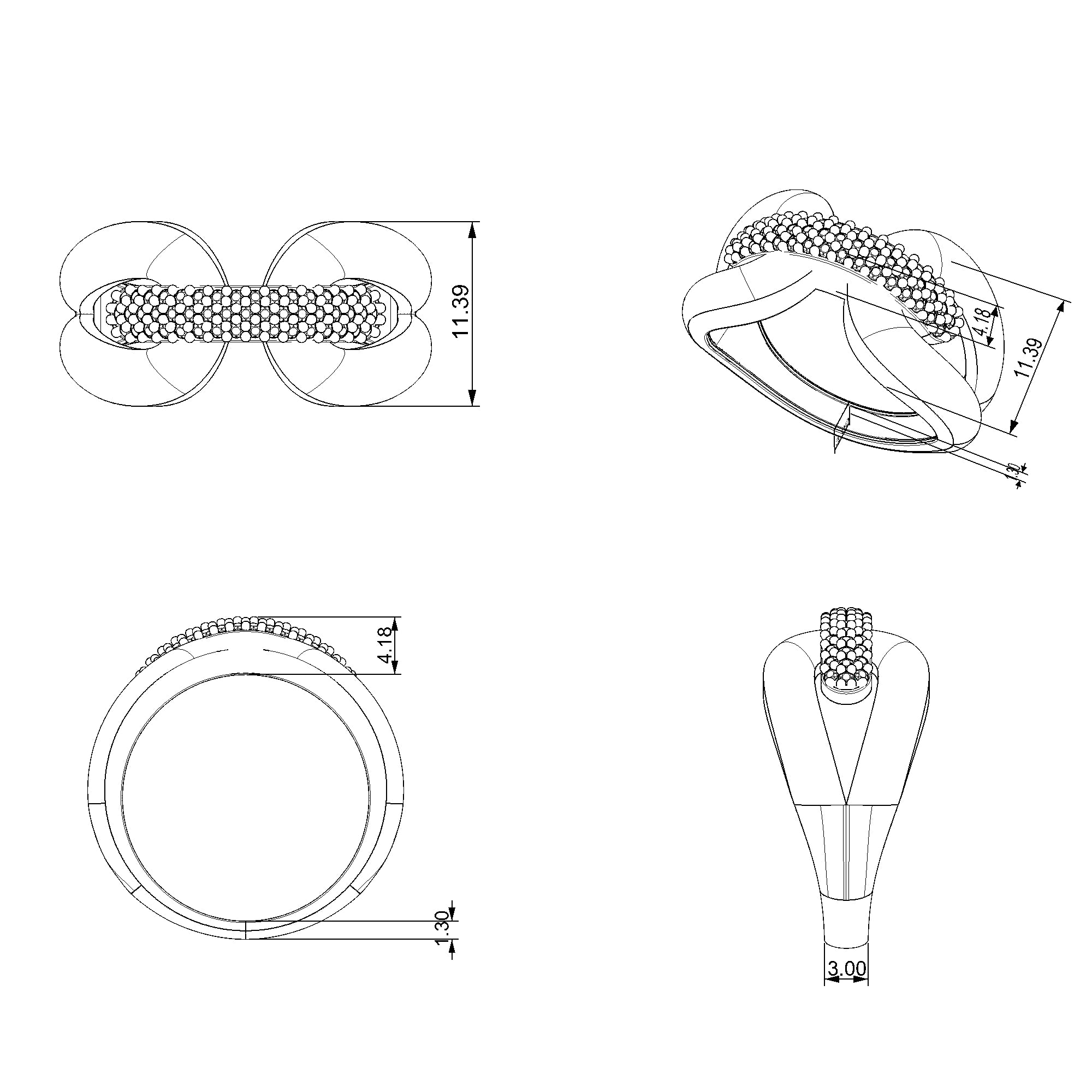 Pargold Solid Gold Sweeping Elegance Crest Engagement Ring-Static