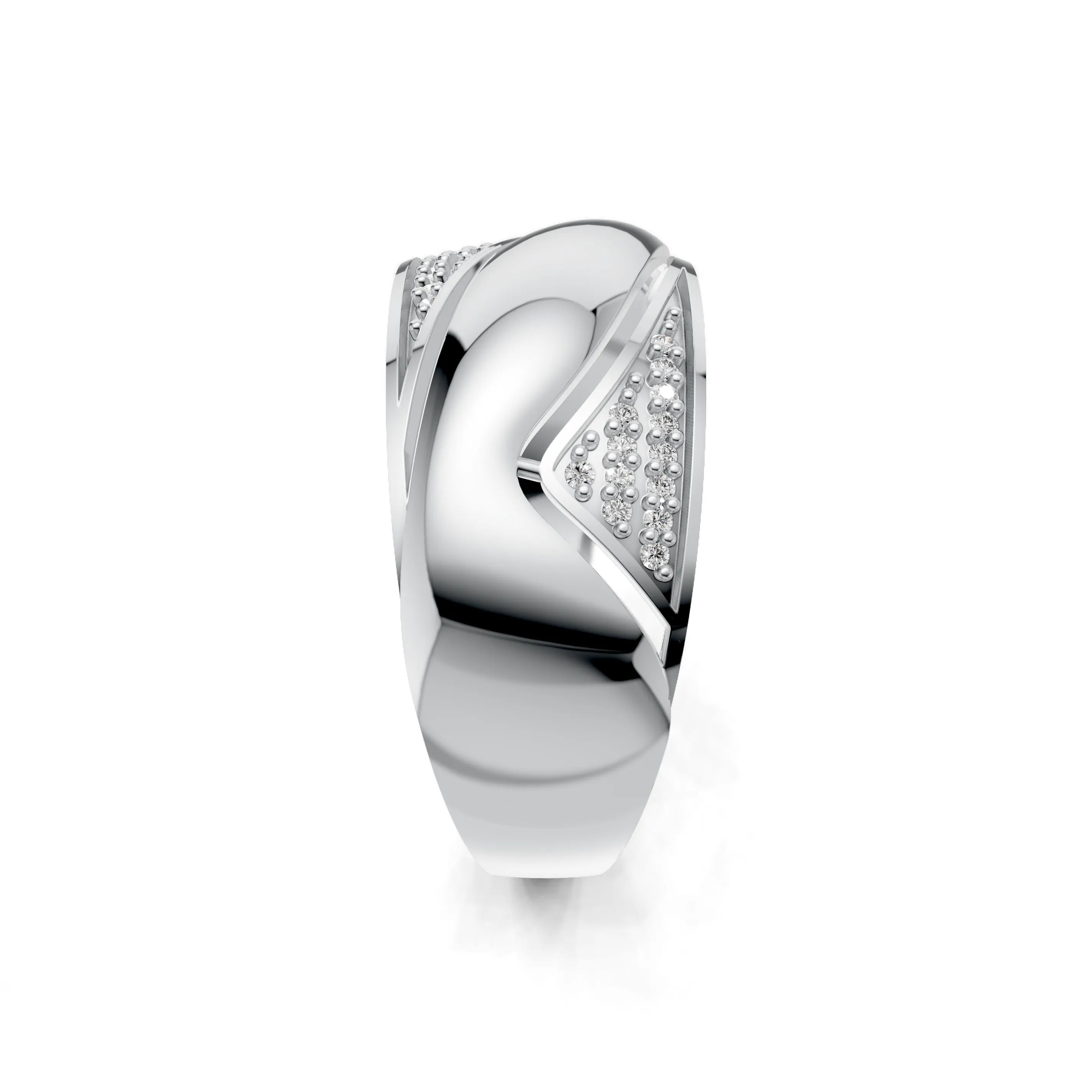 Pargold Solid Gold Sculptural Allure Pave Accent Ring -Silver_Diamond_Diamond_Static_Silver