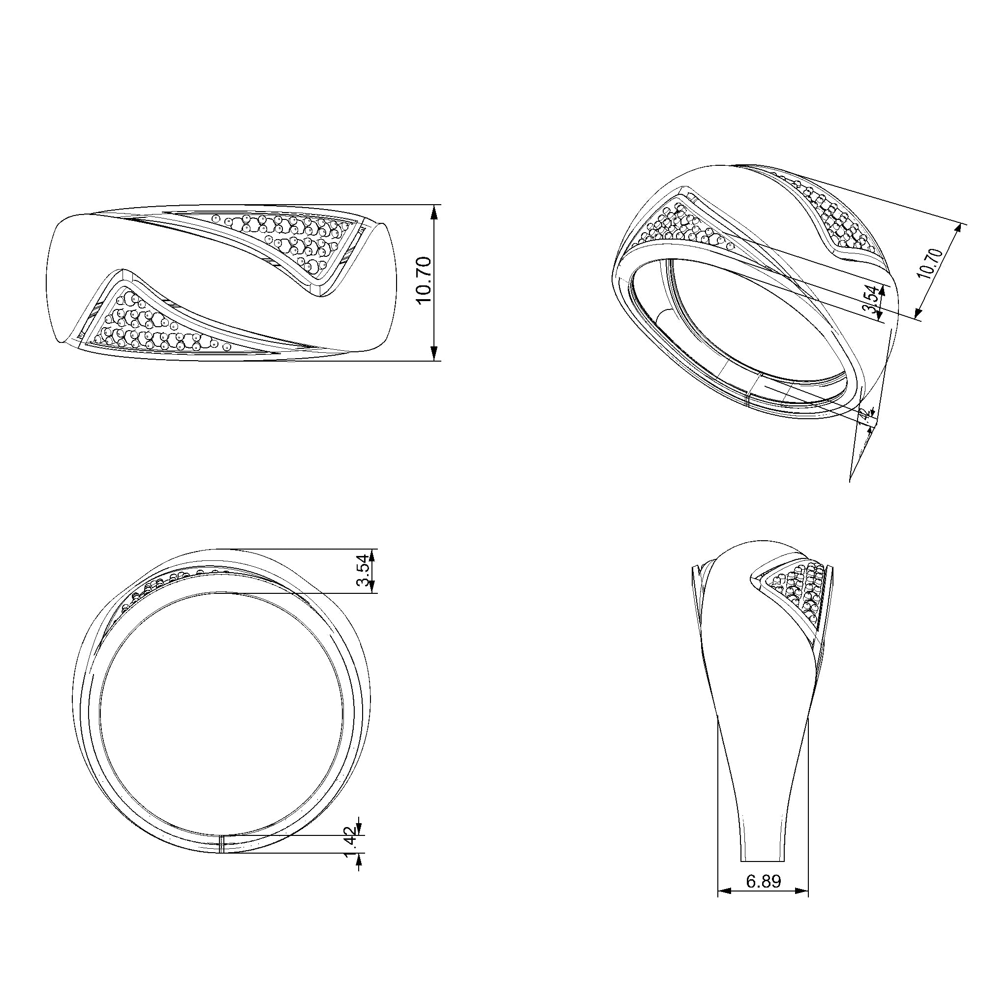 Pargold Solid Gold Sculptural Allure Pave Accent Ring-Static