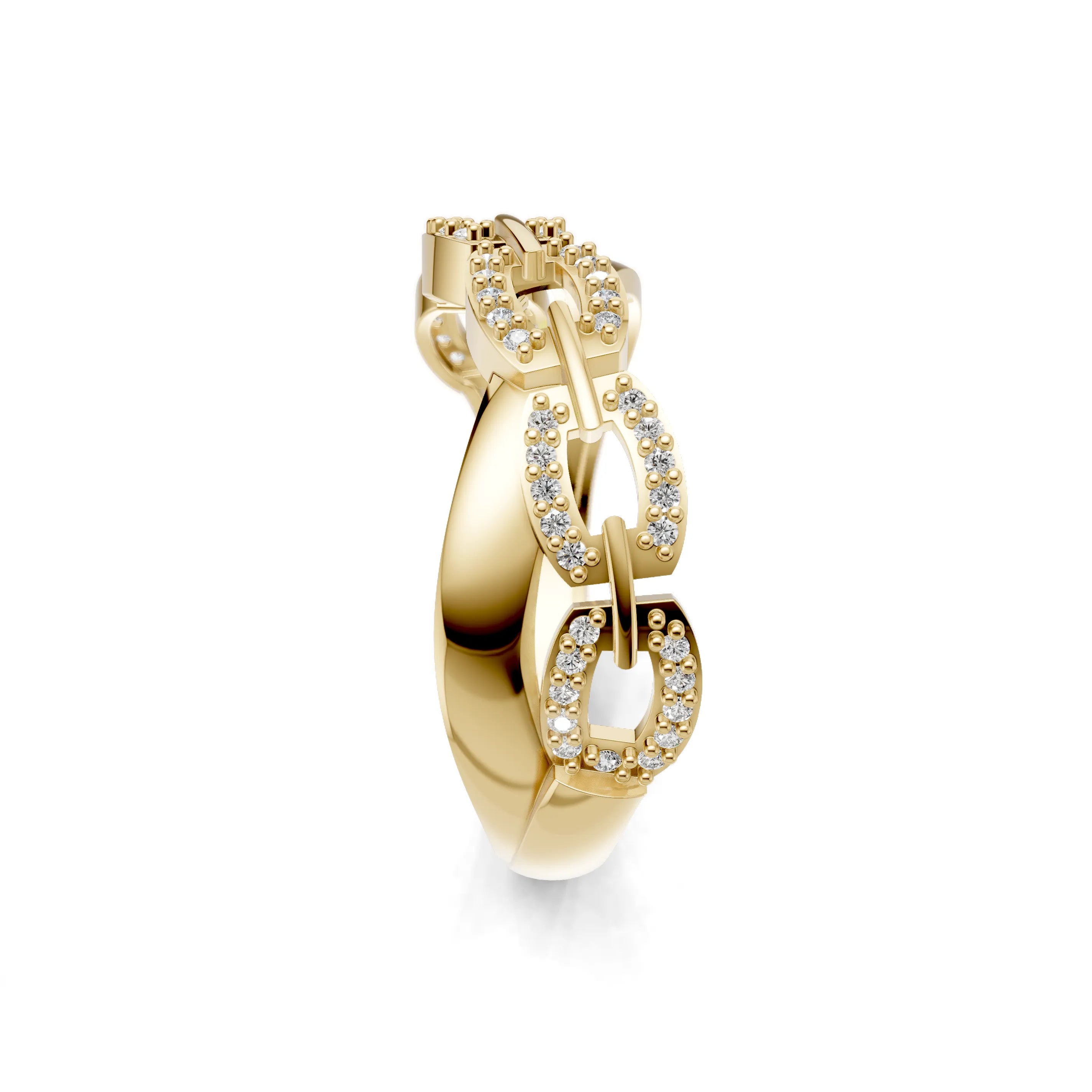 Pargold Solid Gold Infinite Allure Interlock Pave Ring -Gold_Diamond_Diamond_Static_Gold