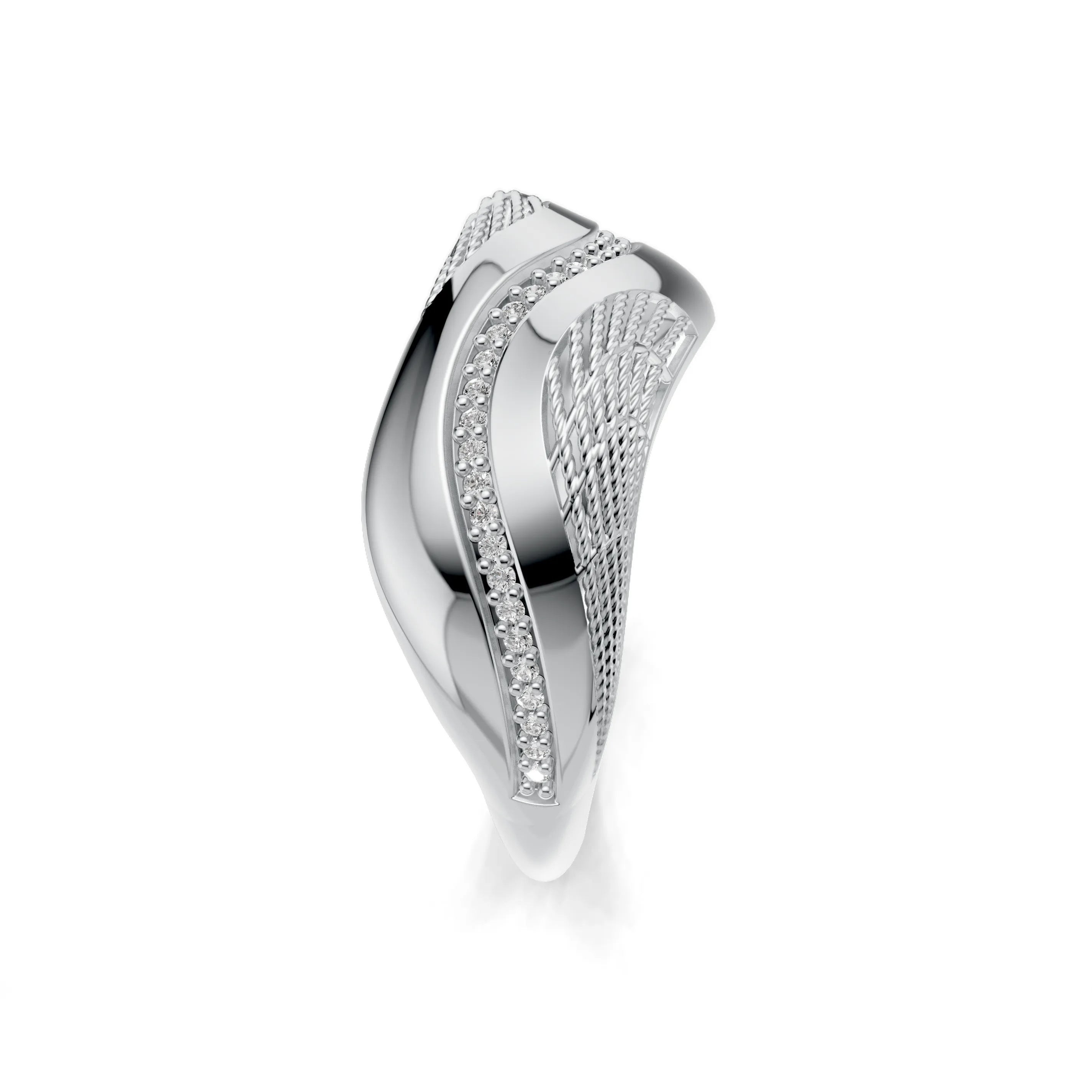 Pargold Solid Gold Serenity Swirl Pave Band -Silver_Diamond_Diamond_Static_Silver