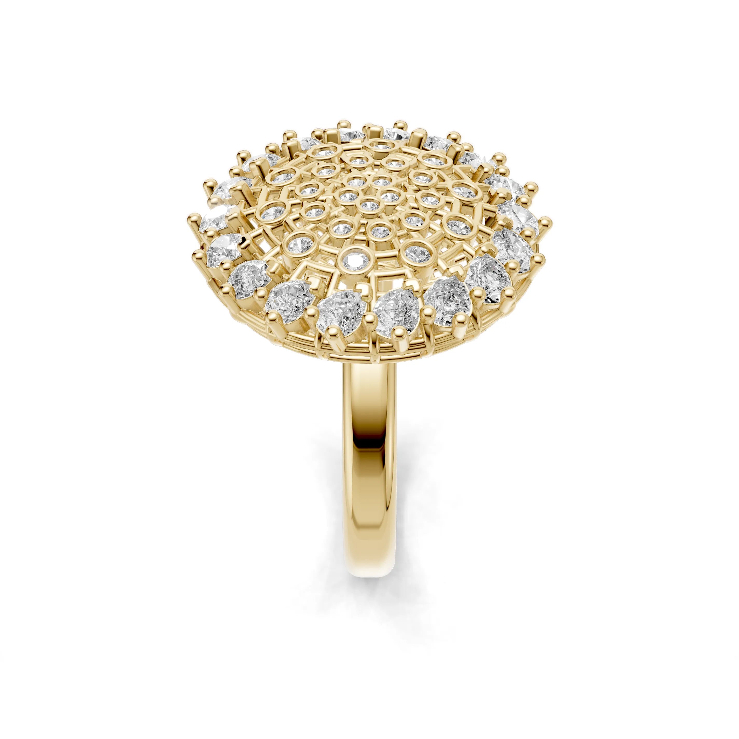 Pargold Solid Gold Regal Mosaic Gemstone Disc Ring -Gold_Diamond_Diamond_Static_Gold