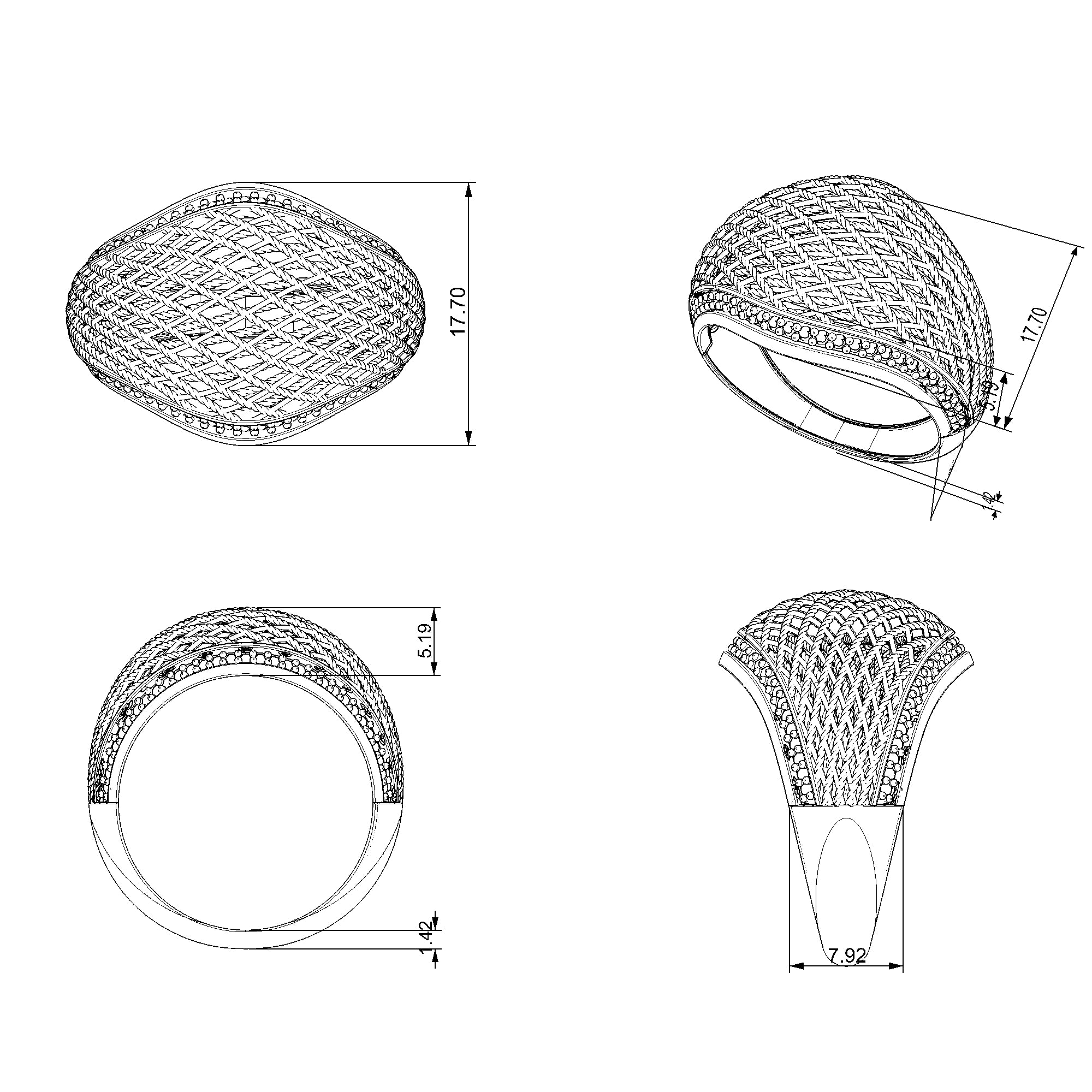 Pargold Solid Gold Lattice Brilliance Band-Static