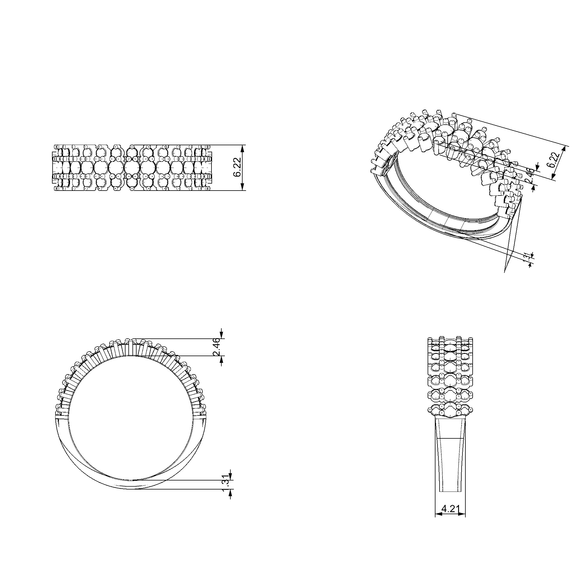 Pargold Solid Gold Regalia Tiered Crest Band-Static