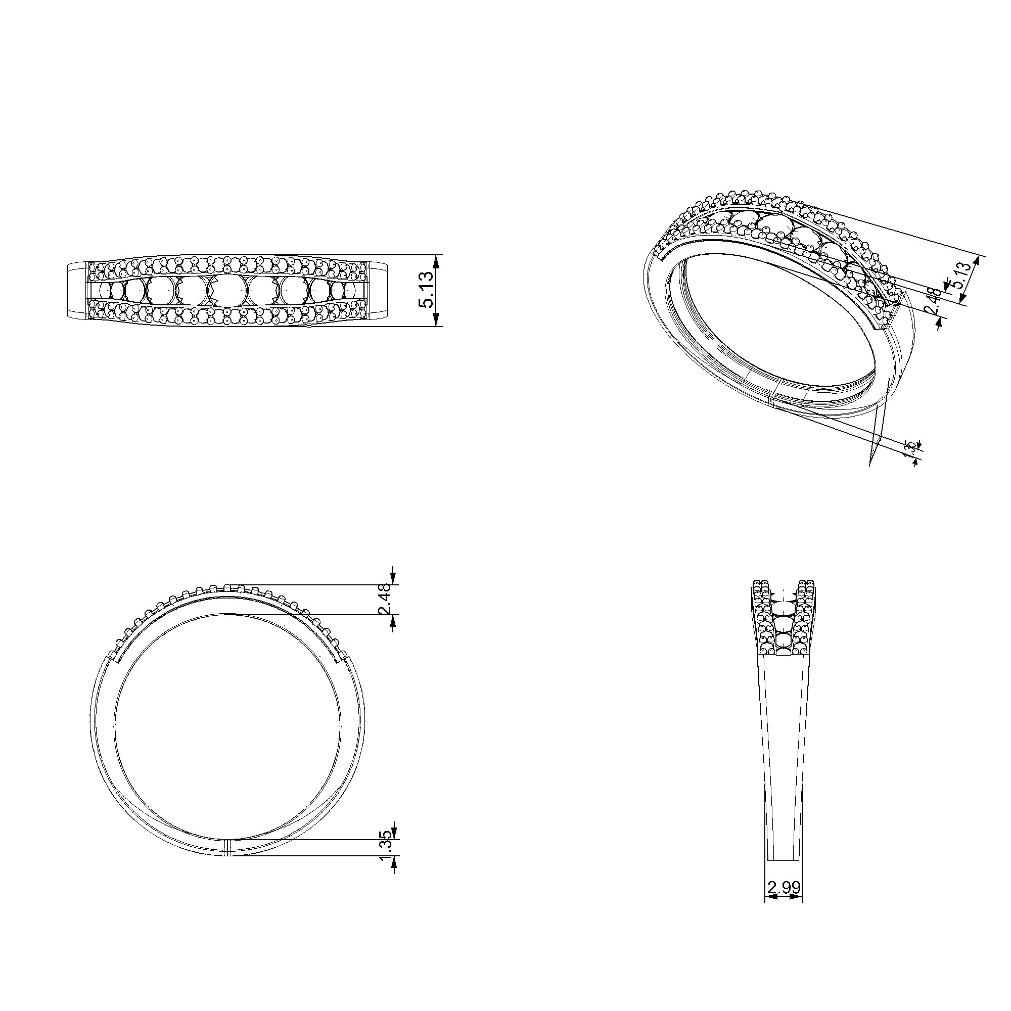 Pargold Solid Gold Sleek Lunar Gleam Band-Static