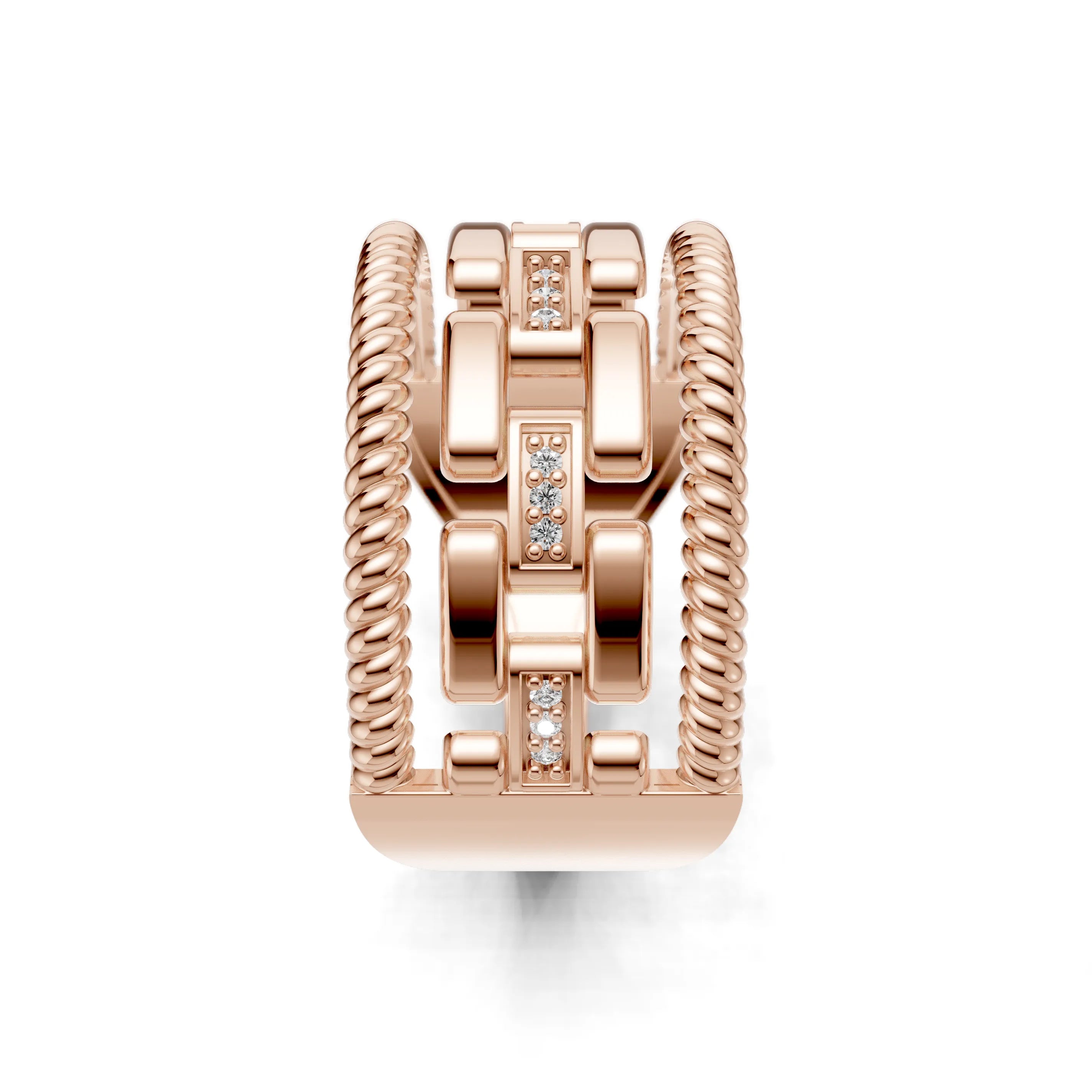 Pargold Solid Gold Elegant Interlinked Radiant Gemstone Ring -Rose_Diamond_Diamond_Static_Rose