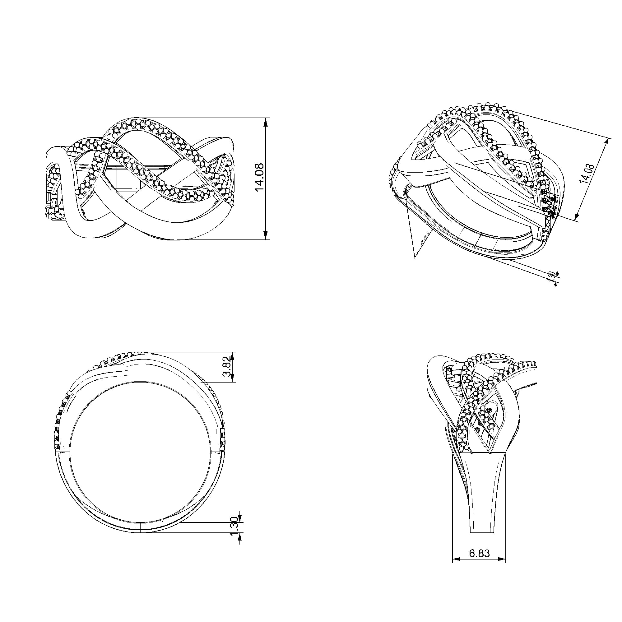 Pargold Solid Gold Golden Infinity Gleam Band-Static