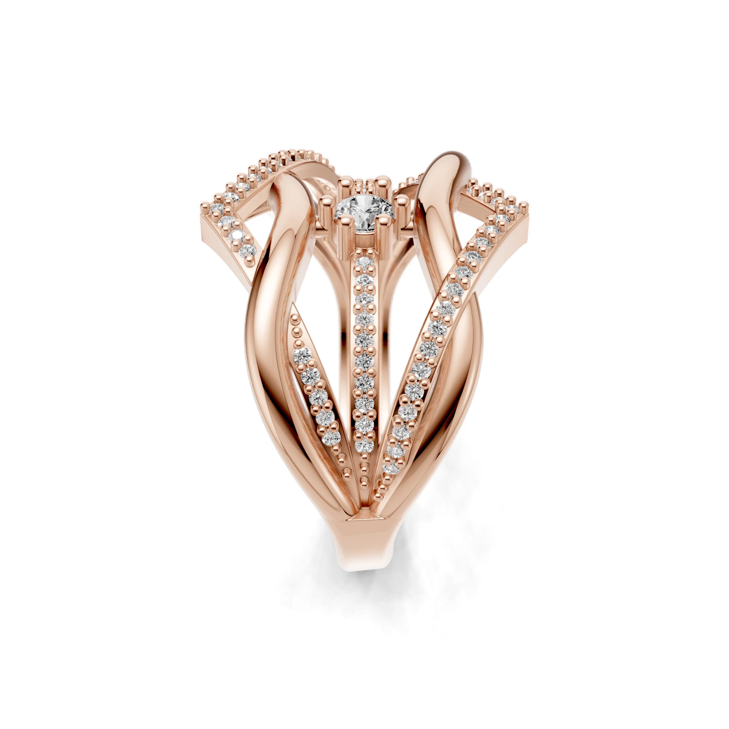 Pargold Solid Gold Golden Vertex Solitaire Band -Rose_Diamond_Diamond_Static_Rose