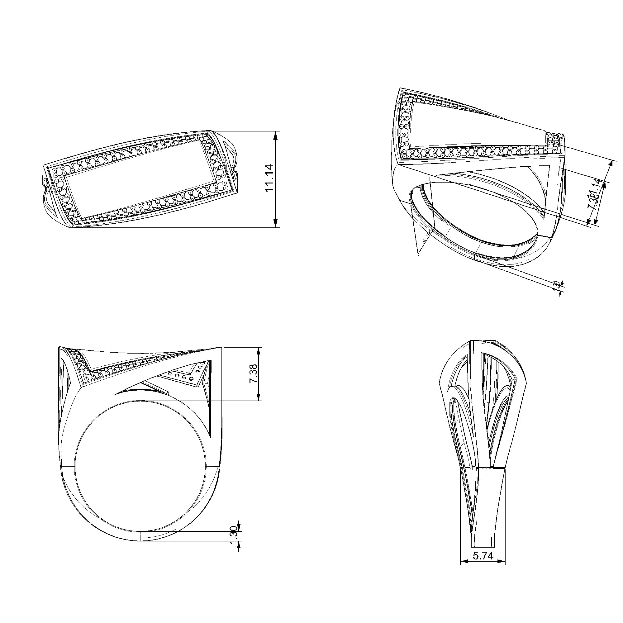 Pargold Solid Gold Golden Edge Statement Band-Static