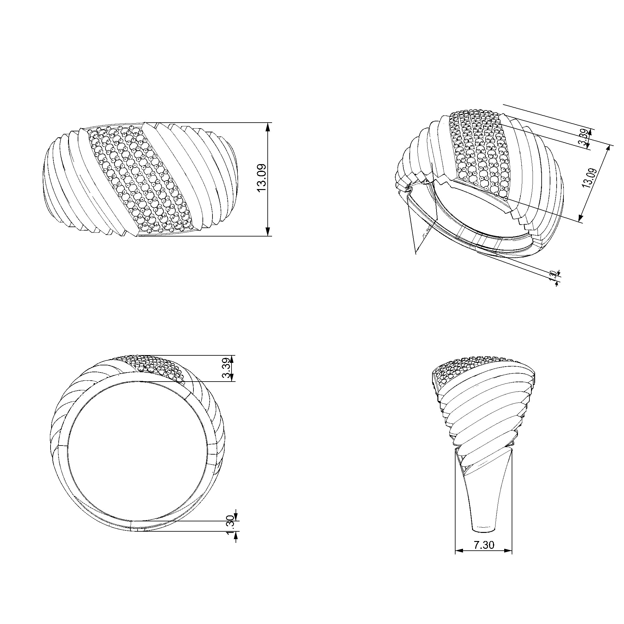 Pargold Solid Gold Golden Crescent Step Band-Static