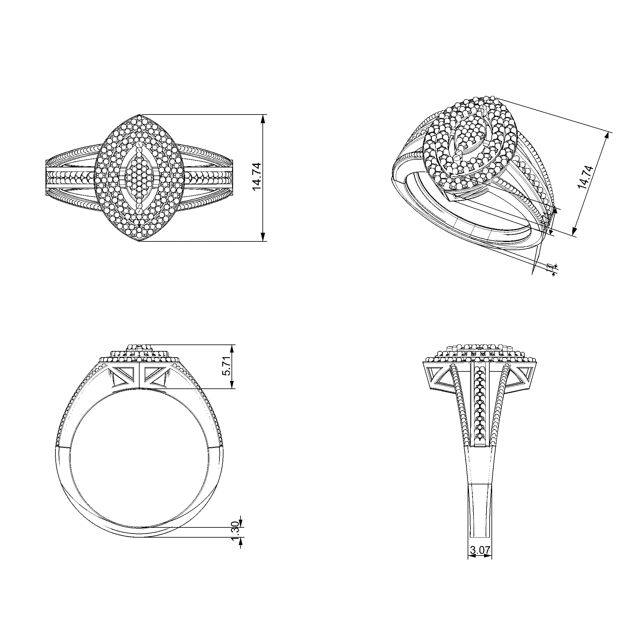 Pargold Solid Gold Helix Splendor Gemstone Ring-Static