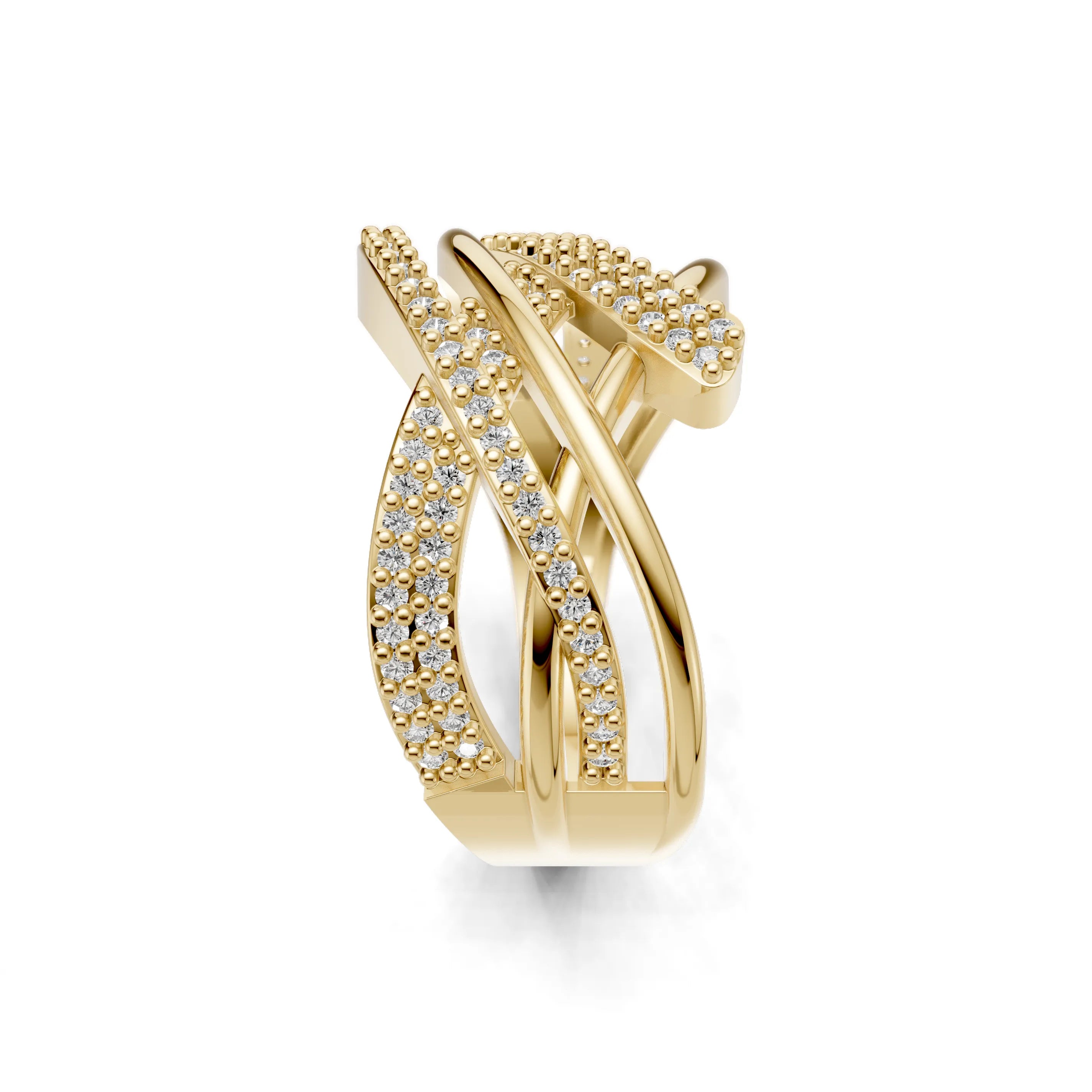 Pargold Solid Gold Swirl Serenade Gemstone Ring -Gold_Diamond_Diamond_Static_Gold