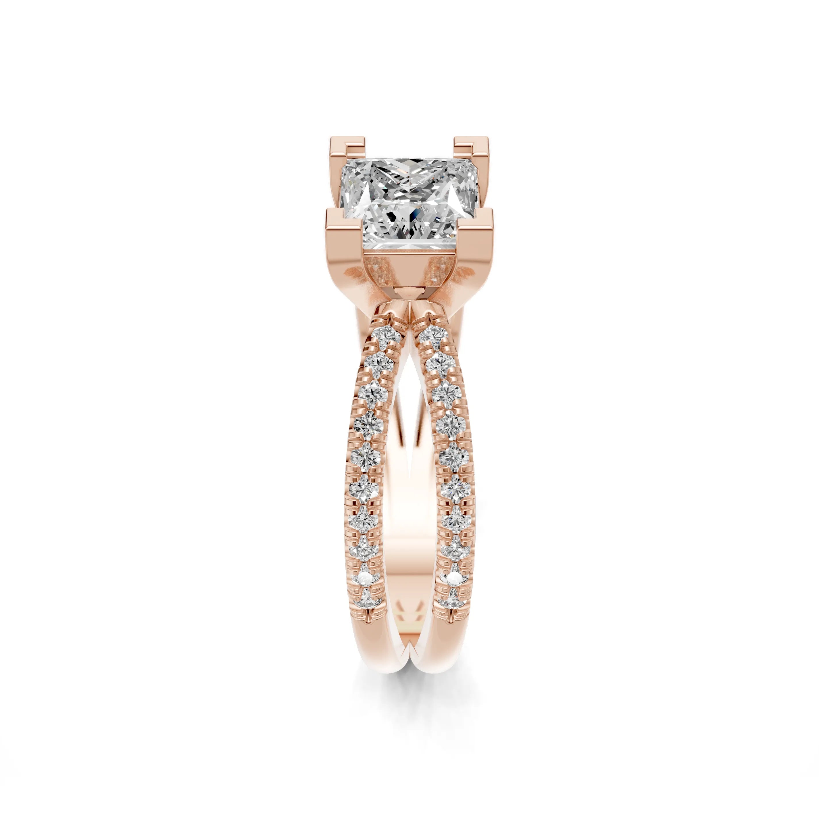 Pargold Solid Gold Princess Radiance Pave Ring -Rose_Diamond_Diamond_Static_Rose