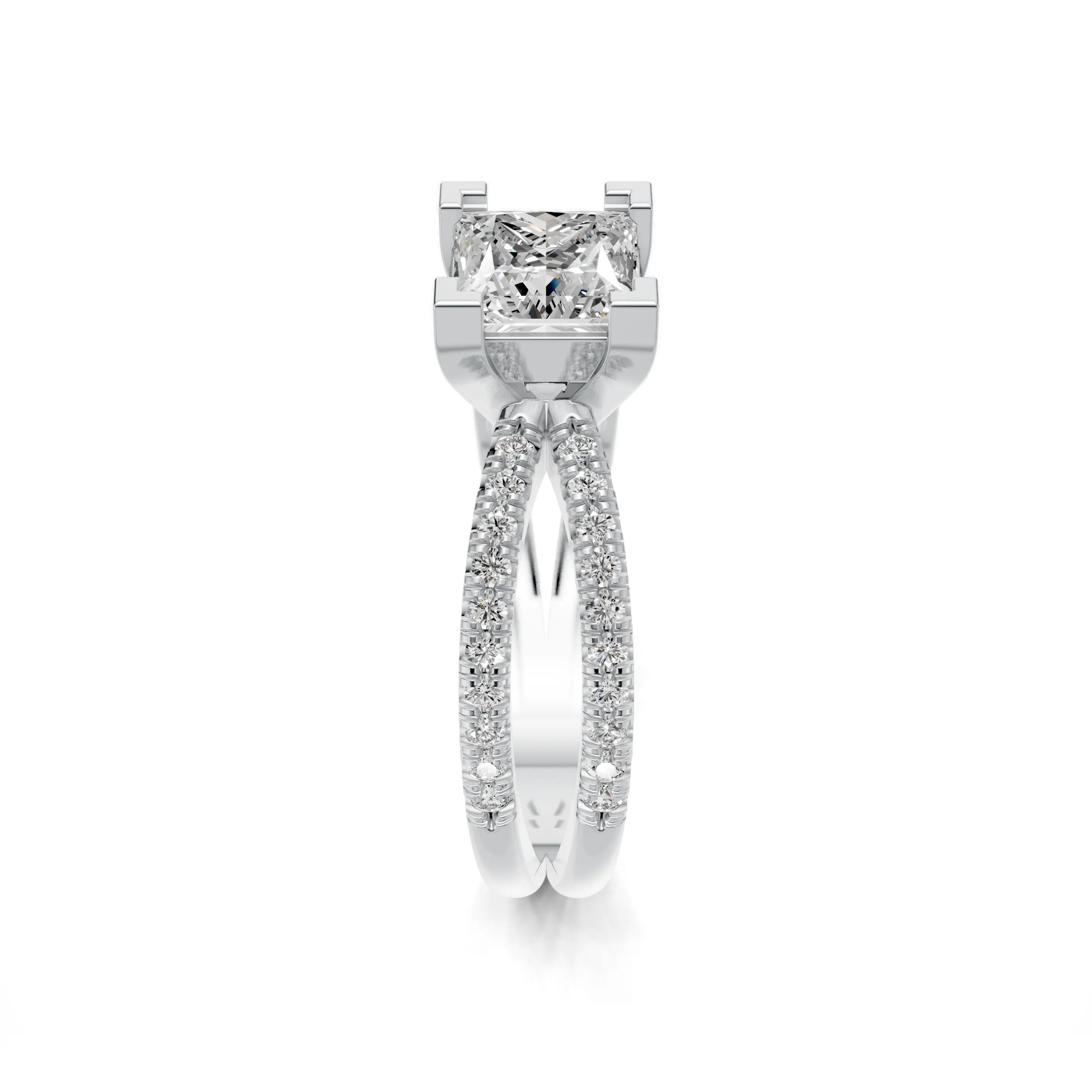 Pargold Solid Gold Princess Radiance Pave Ring -Silver_Diamond_Diamond_Static_Silver