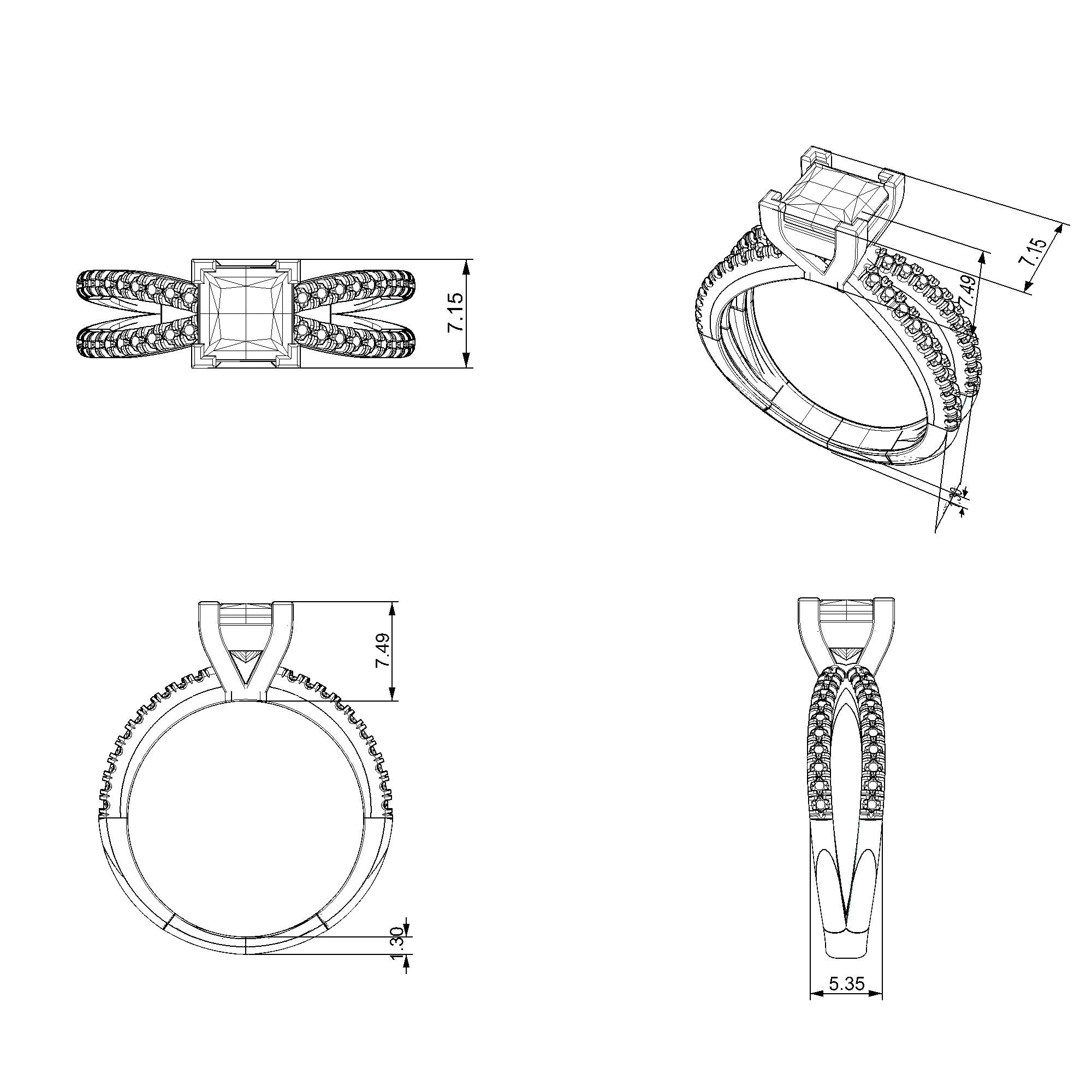 Pargold Solid Gold Princess Radiance Pave Ring-Static