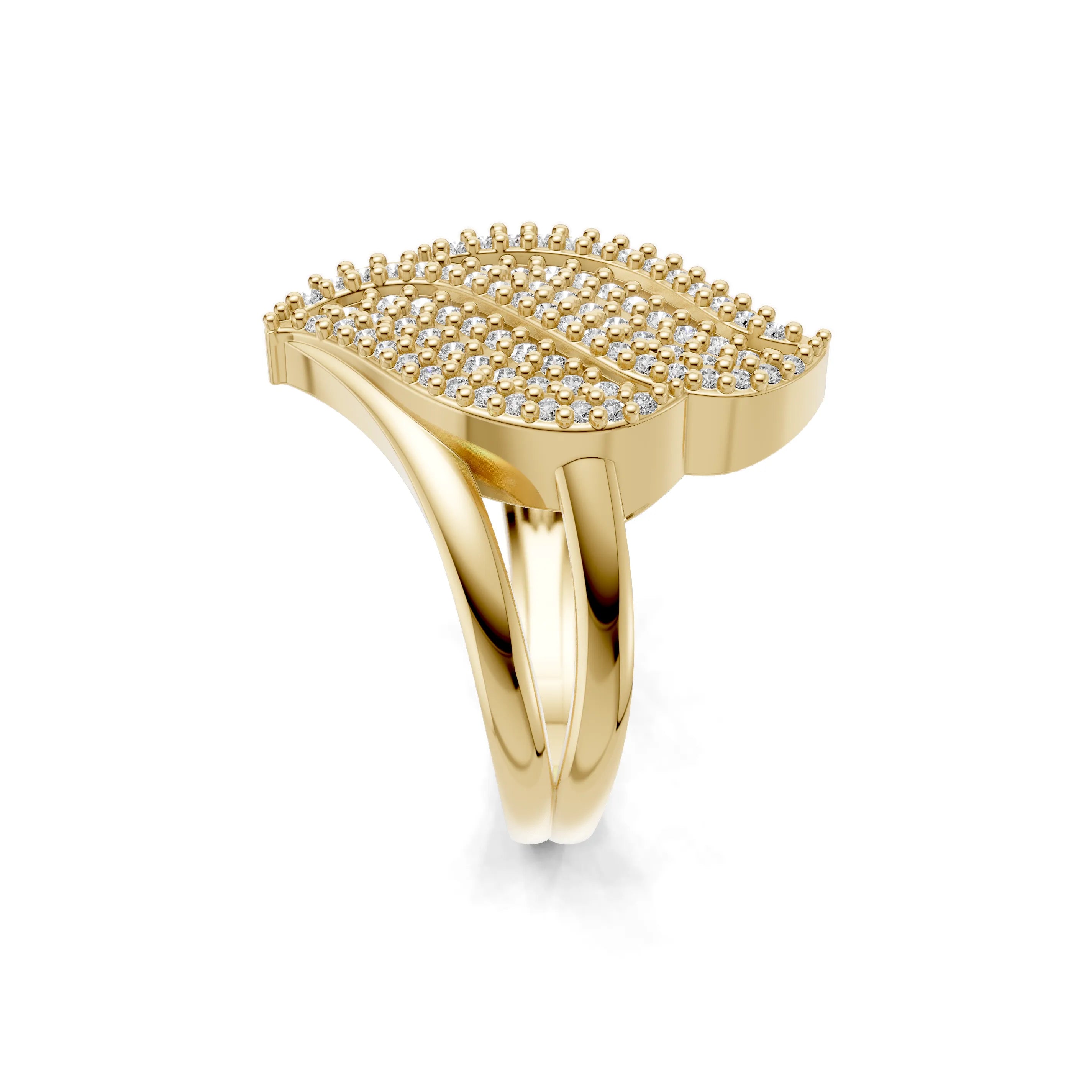 Pargold Solid Gold Dewdrop Foliage Pave Ring -Gold_Diamond_Diamond_Static_Gold