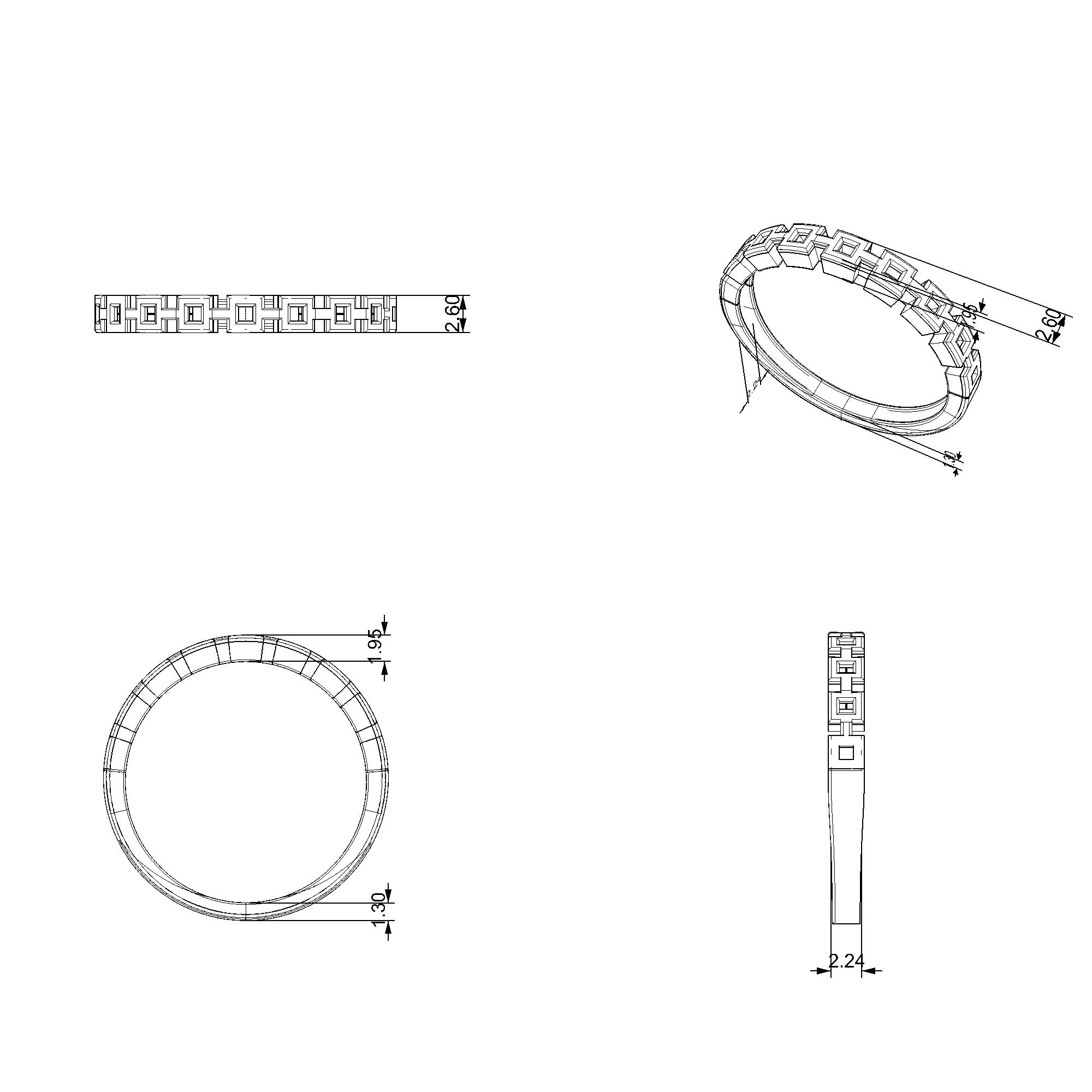 Pargold Solid Gold Artisan Geometric Band Ring-Static