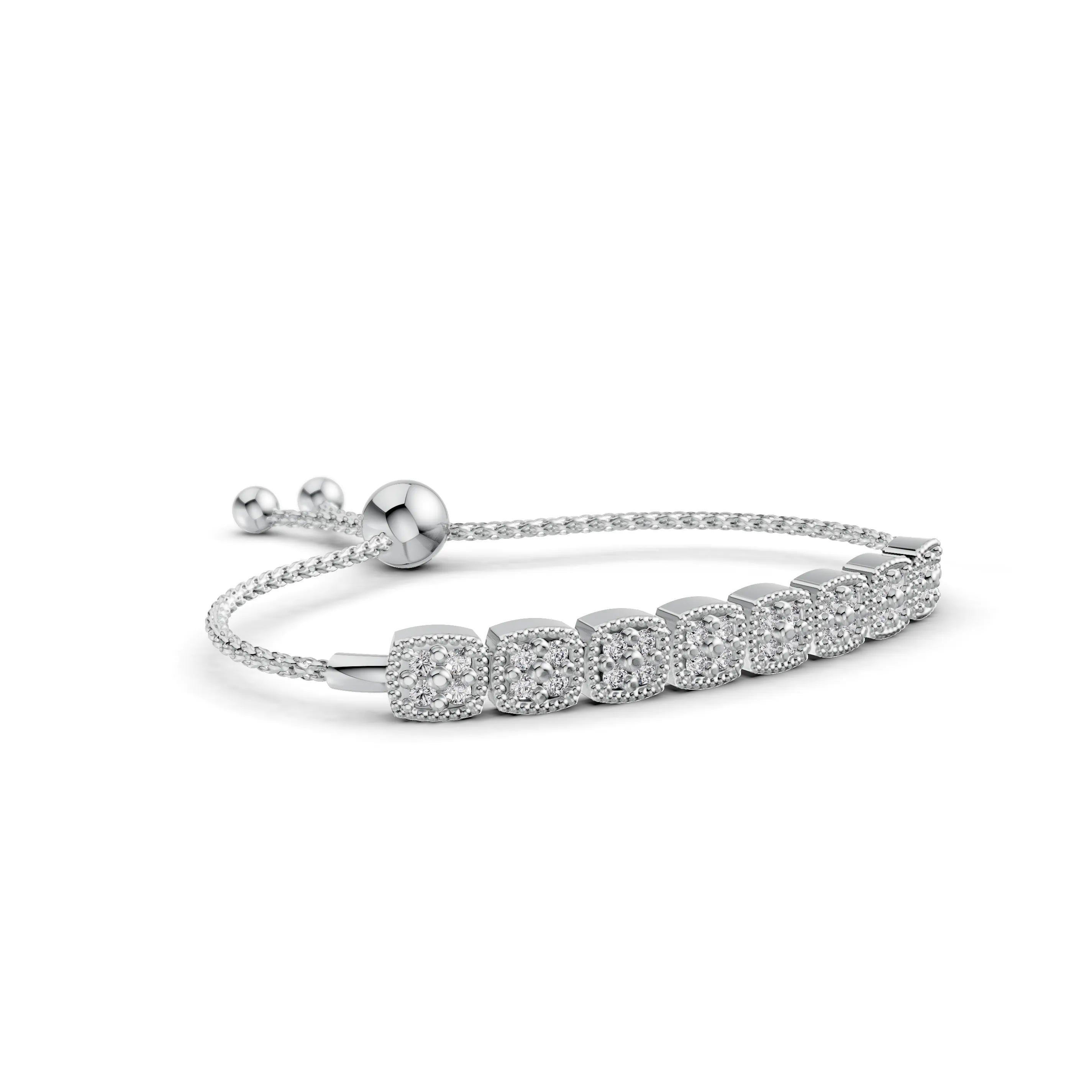 Pargold Solid Gold Luminous Radiant Gemstone Bracelet -Silver_Diamond_Diamond_Static_Silver