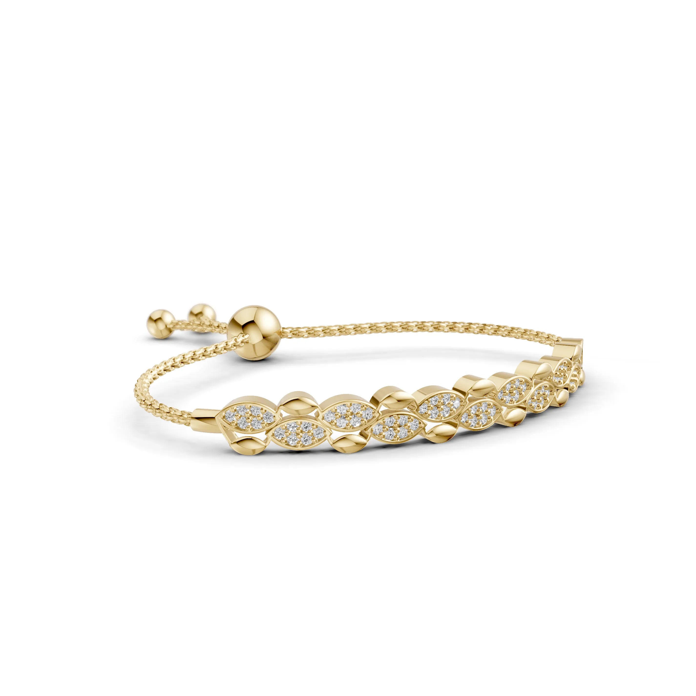 Pargold Solid Gold Exquisite Radiant Gemstone Bracelet -Gold_Diamond_Diamond_Static_Gold