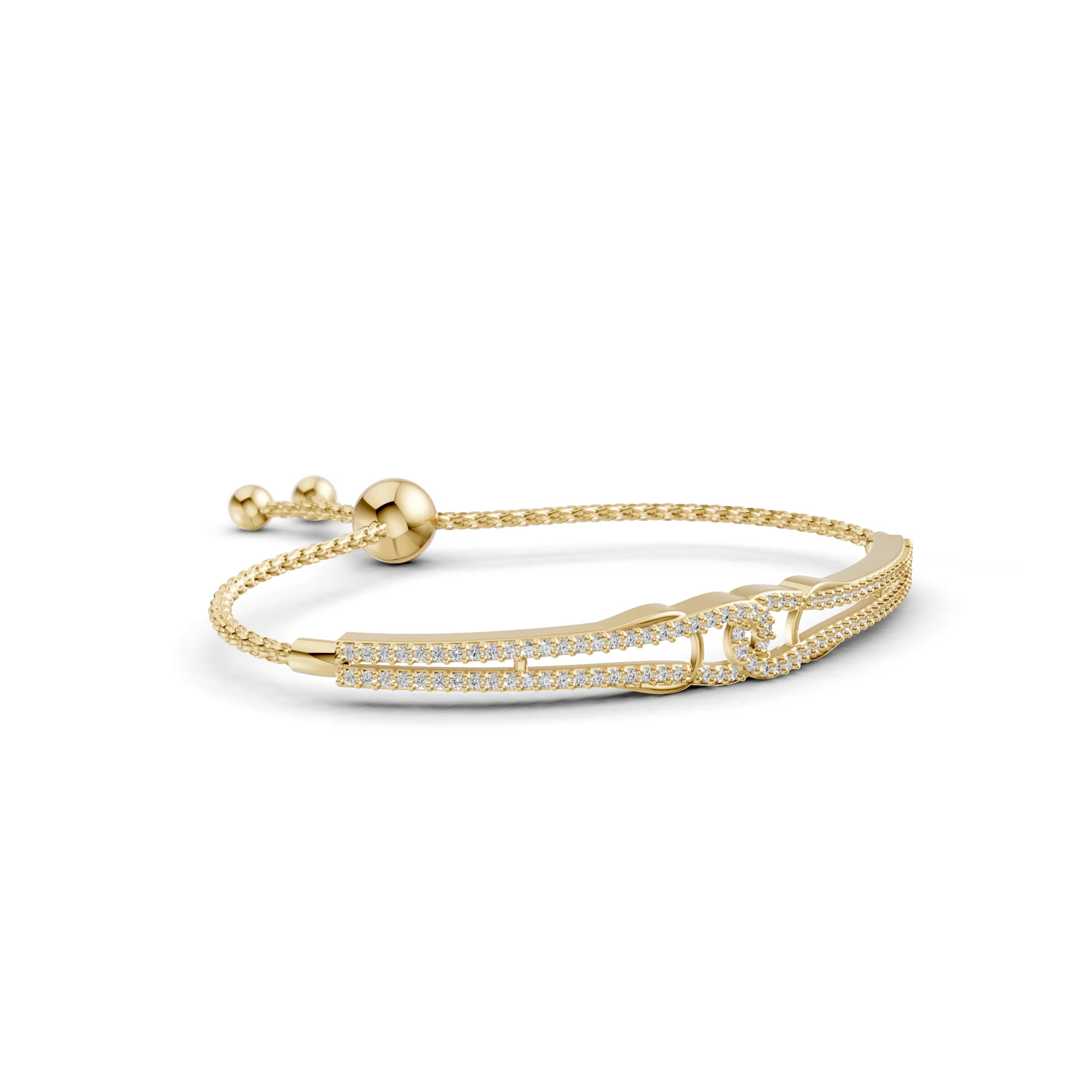 Pargold Solid Gold Radiant Luxe Gemstone Bracelet -Gold_Diamond_Diamond_Static_Gold