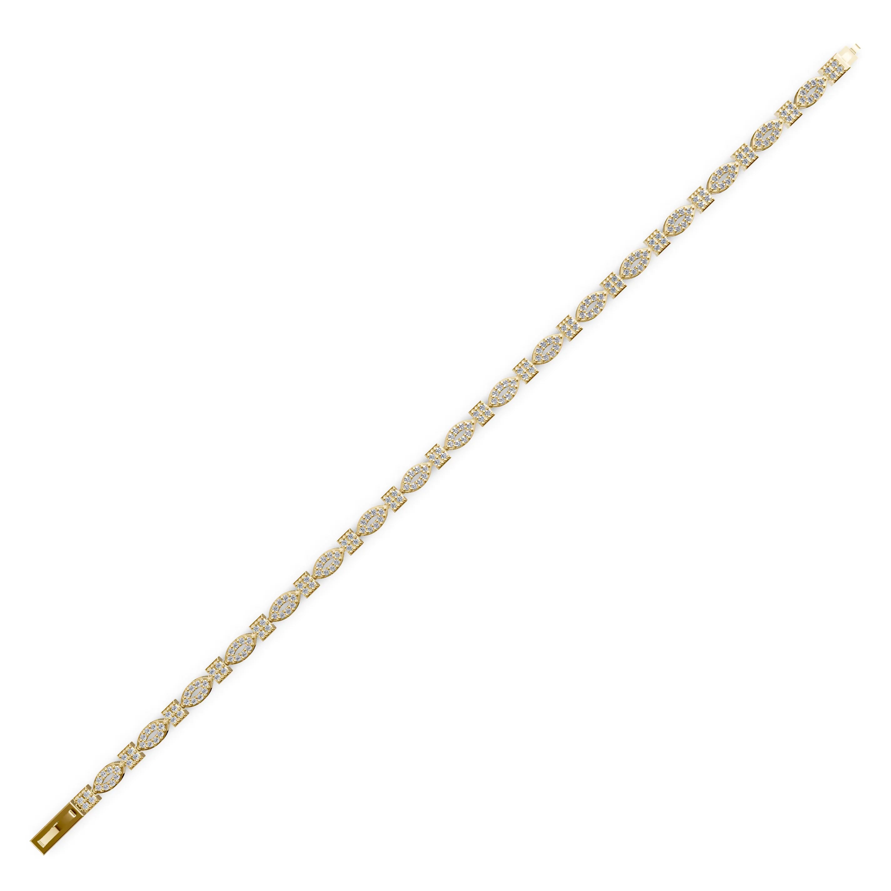 Pargold Solid Gold Dazzle o Dine Petal Link Bracelet -Gold_Diamond_Diamond_Static_Gold