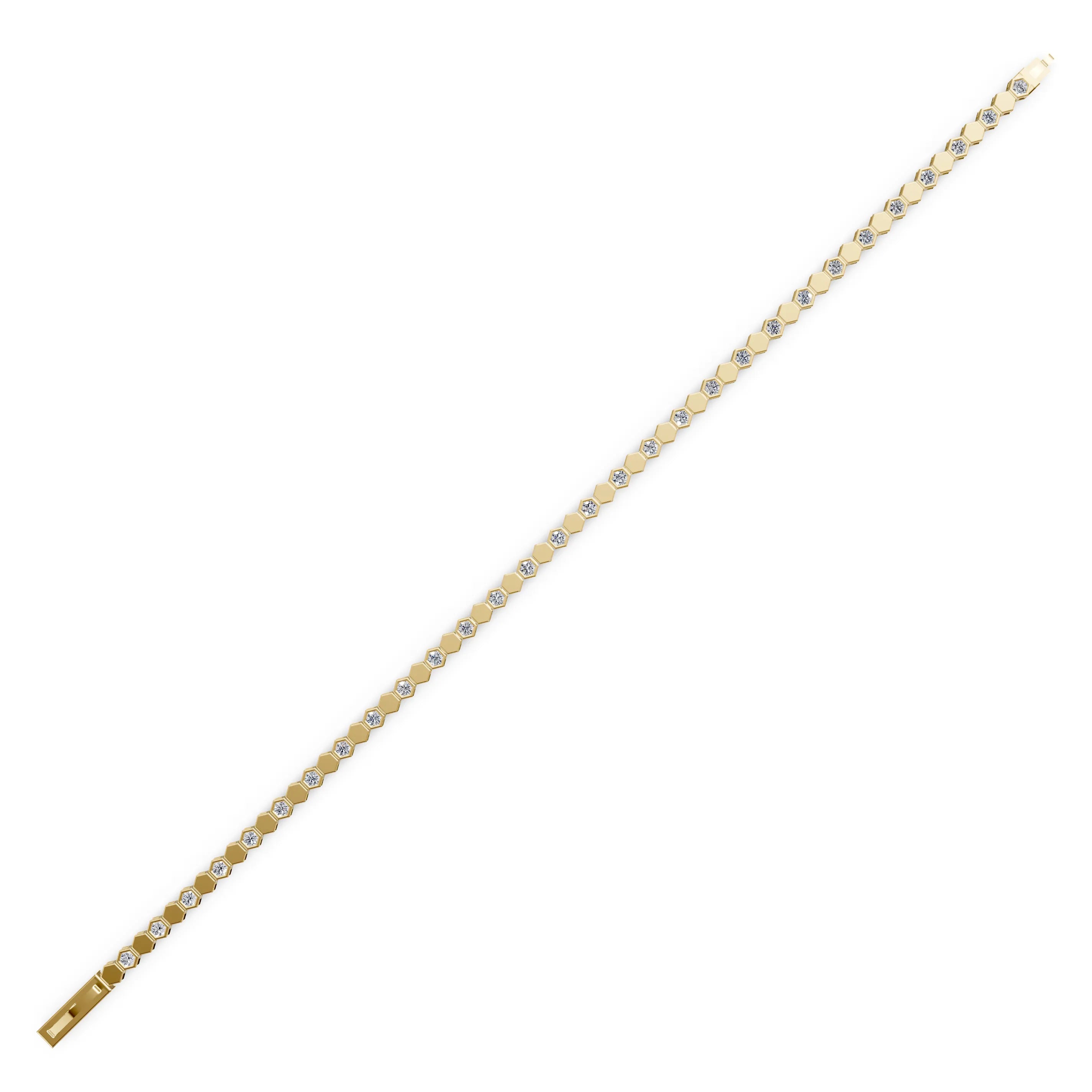 Pargold Solid Gold Glam Hexa Glint Bracelet -Gold_Diamond_Diamond_Static_Gold