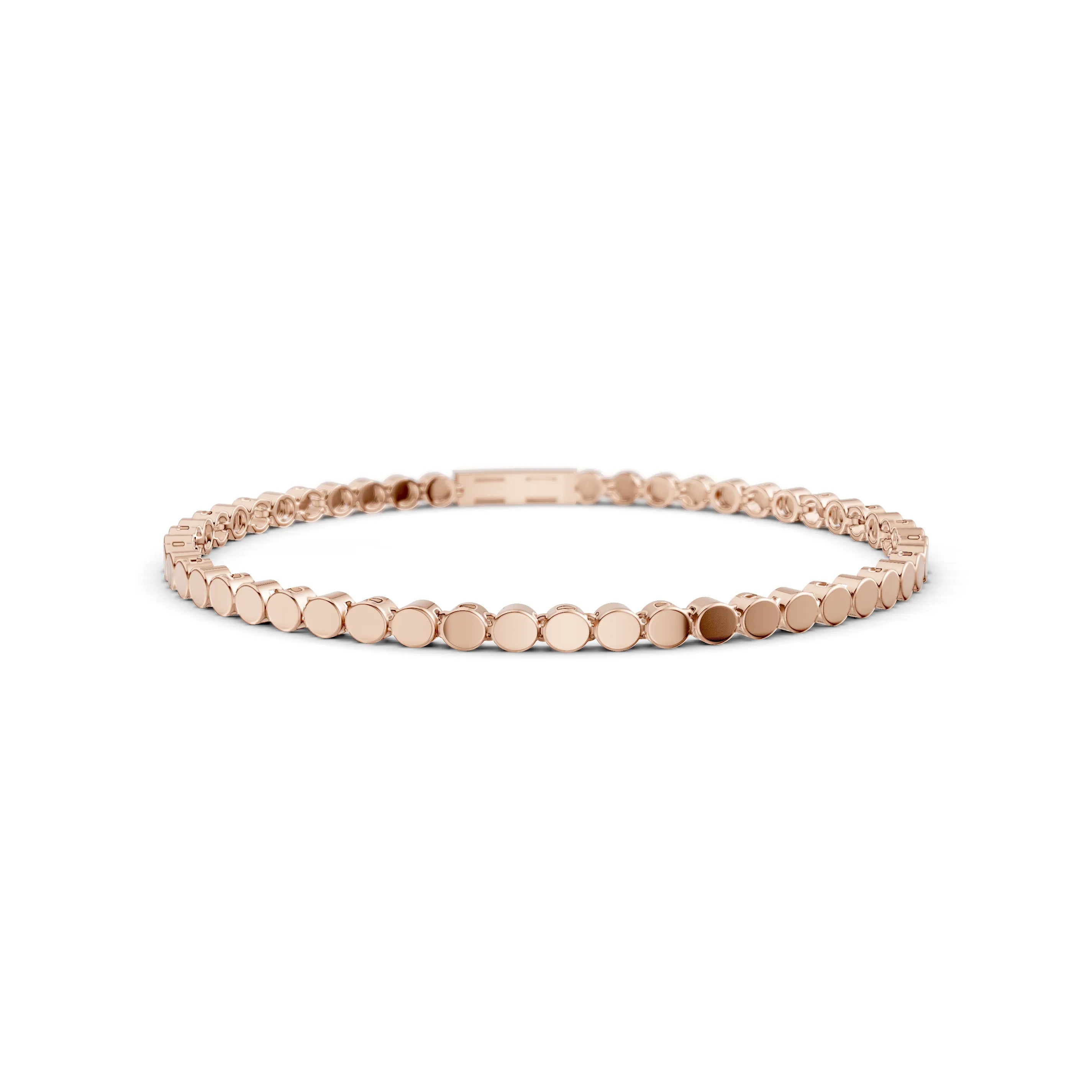 Pargold Solid Gold Classic Golden Disc Bracelet -Rose_Static_Rose